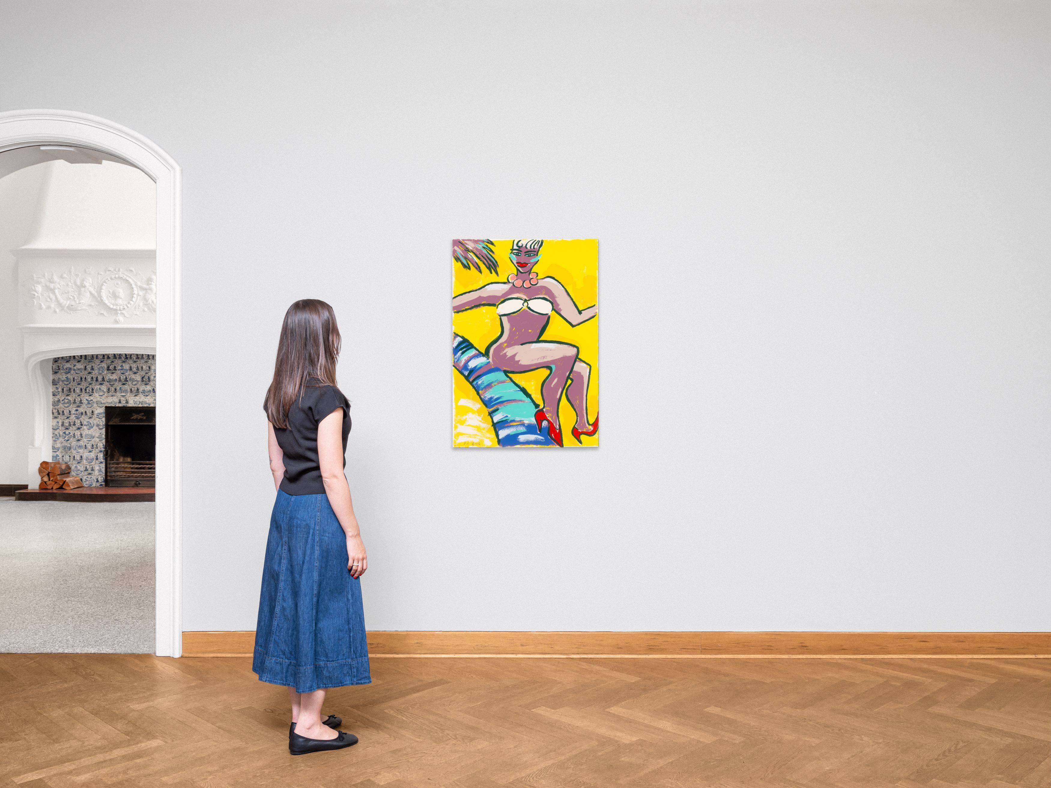 This picture shows the following artwork: Elvira Bach. ”Von der Schlittenfahrt zur Kokosnuß”. 1994.