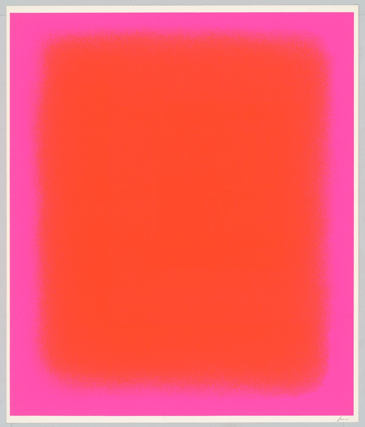 Auf diesem Bild ist das folgende Kunstwerk zu sehen: Rupprecht Geiger. „Das zentrale Rot“. 1975.