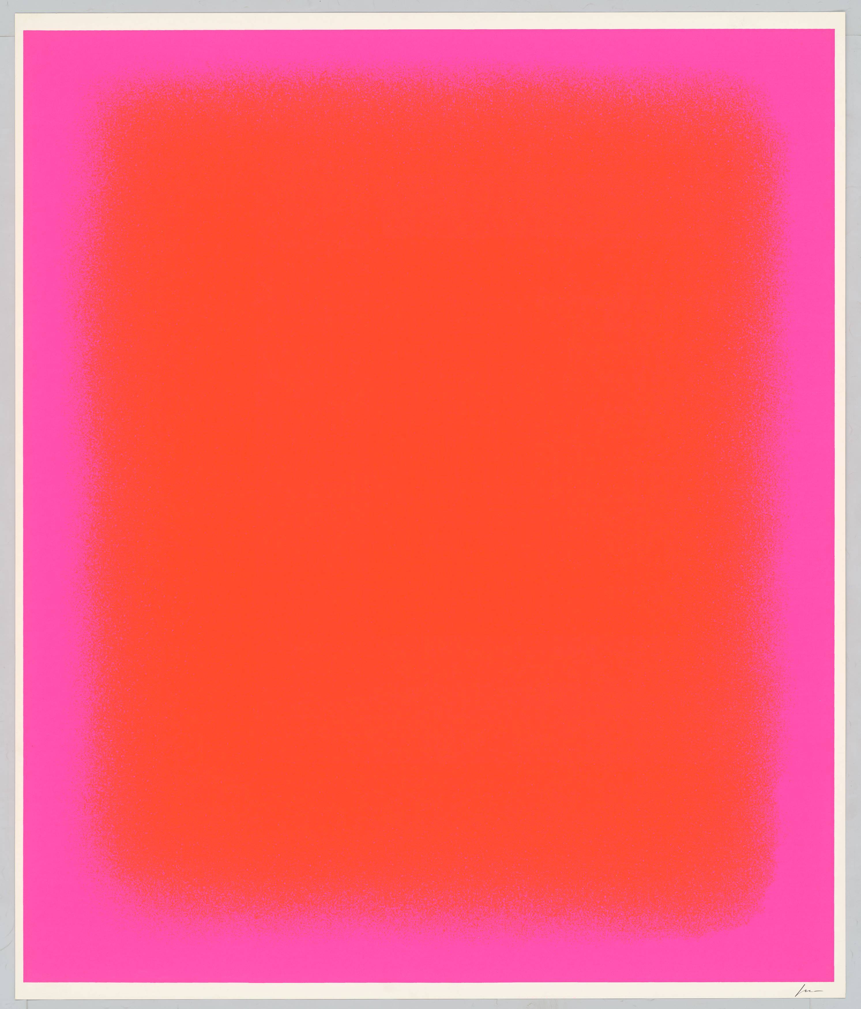 Auf diesem Bild ist das folgende Kunstwerk zu sehen: Rupprecht Geiger. „Das zentrale Rot“. 1975.
