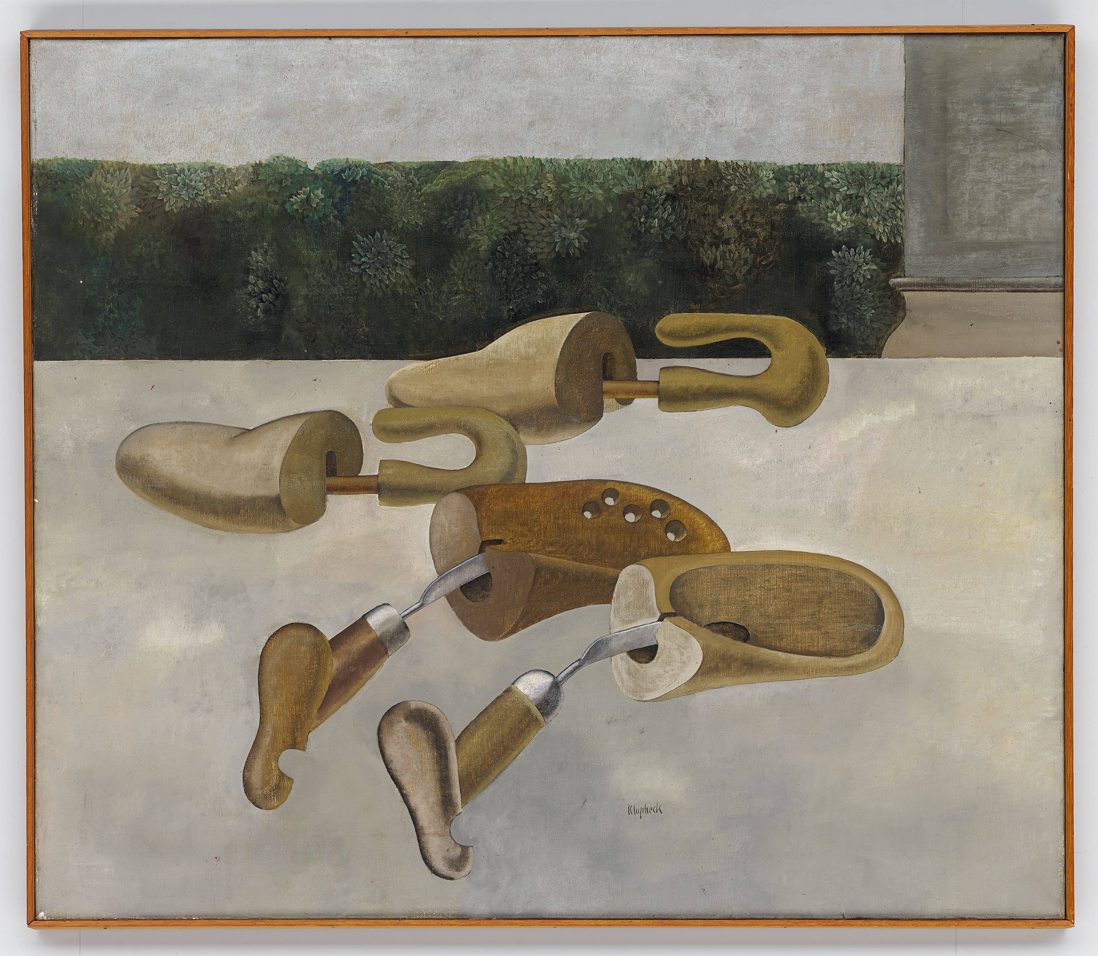 Auf diesem Bild ist das folgende Kunstwerk zu sehen: Konrad Klapheck. „Doppelhochzeit“. 1956.