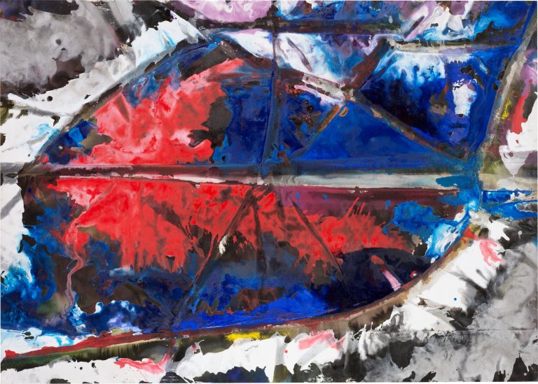 This picture shows the following artwork: Fred Thieler. ”Geteiltes Blau-Rot”. 1991.