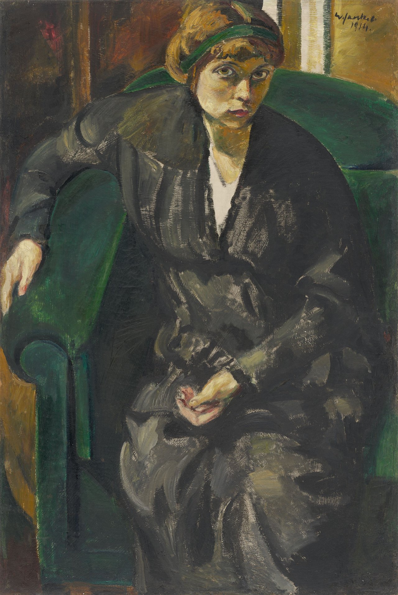 Auf diesem Bild ist das folgende Kunstwerk zu sehen: Willy Jaeckel. „Bildnis Charlotte Jaeckel“. 1914.