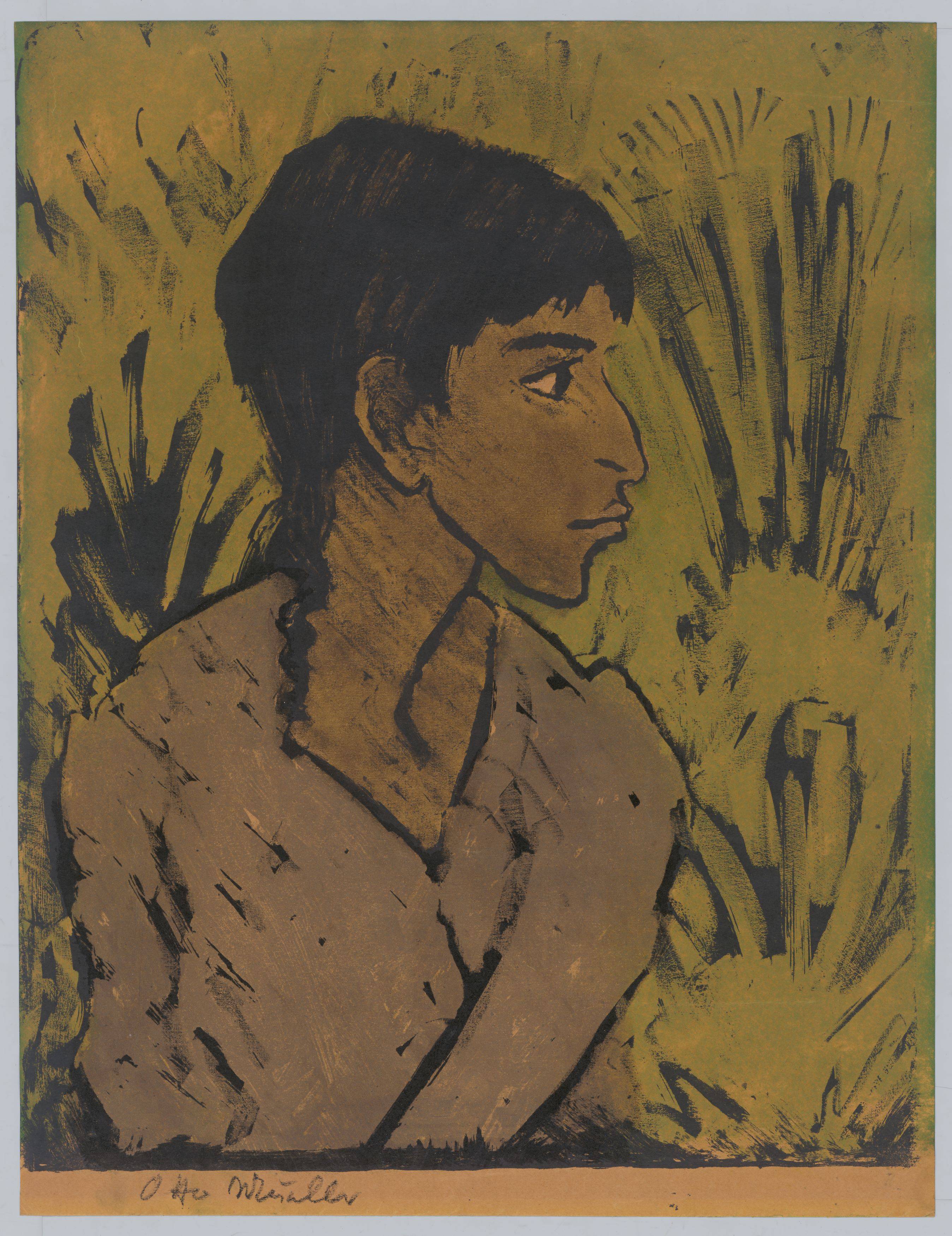 This picture shows the following artwork: Otto Mueller. ”Zigeunerin im Profil”. 1926/1927.