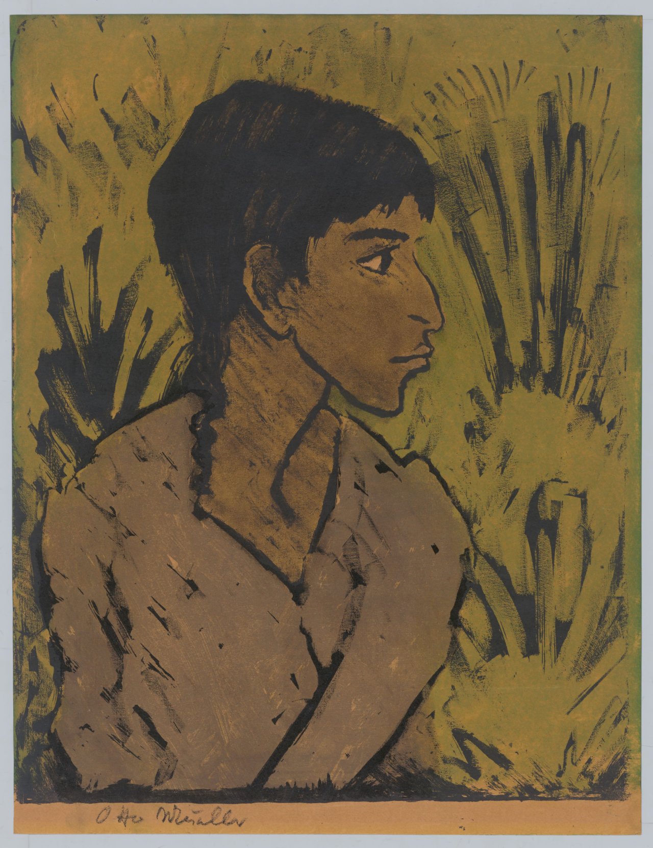 This picture shows the following artwork: Otto Mueller. ”Zigeunerin im Profil”. 1926/1927.