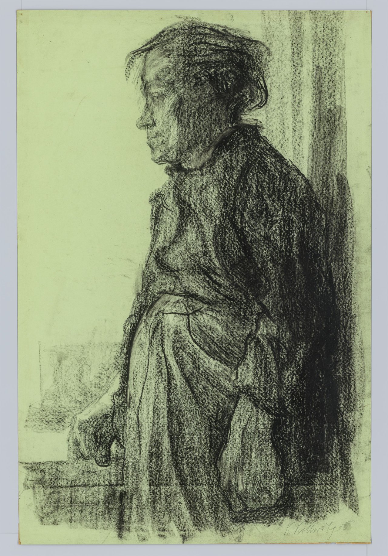 This picture shows the following artwork: Käthe Kollwitz. ”Stehende Arbeiterfrau”. 1908.