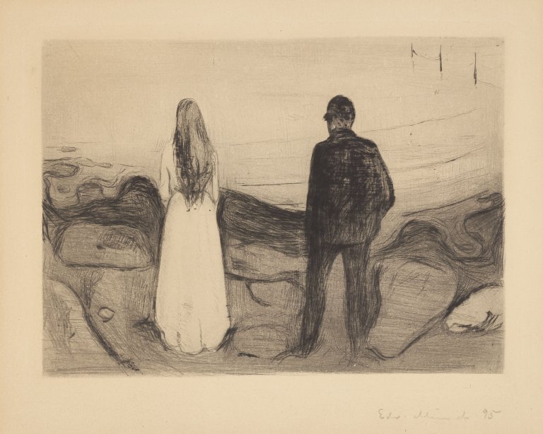 This picture shows the following artwork: Edvard Munch. ”Zwei Menschen (Die Einsamen)”. 1894.