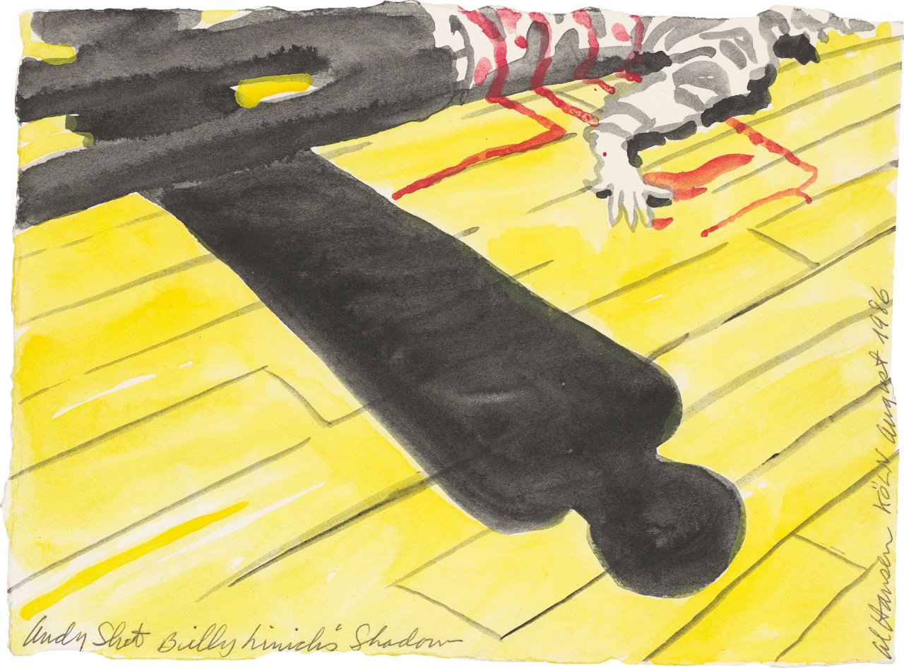 This picture shows the following artwork: Al Hansen. ”Andy Shot Billy Linichs' Shadow”. 1986.