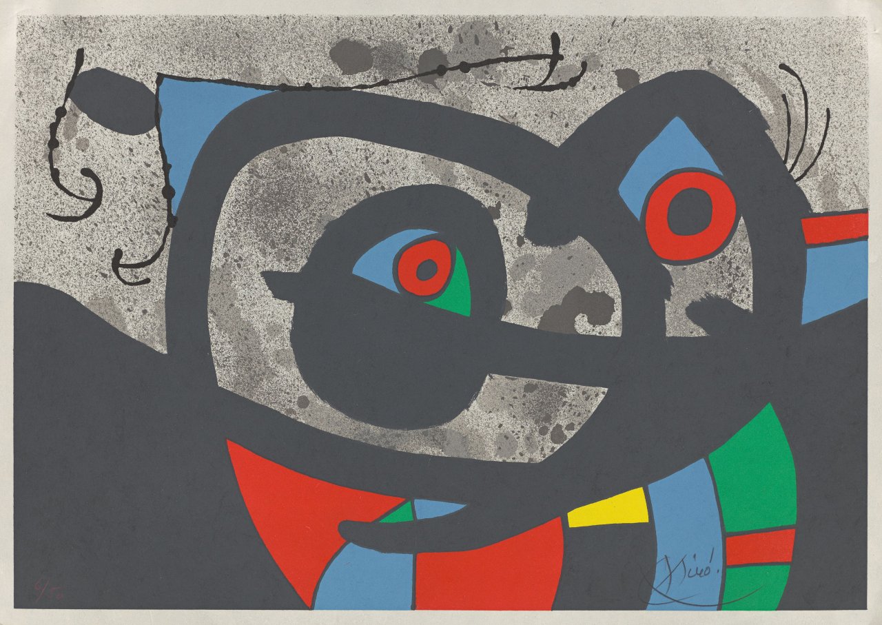 Auf diesem Bild ist das folgende Kunstwerk zu sehen: Joan Miró. Aus: „Le Lézard Aux Plumes d'Or“. 1971.