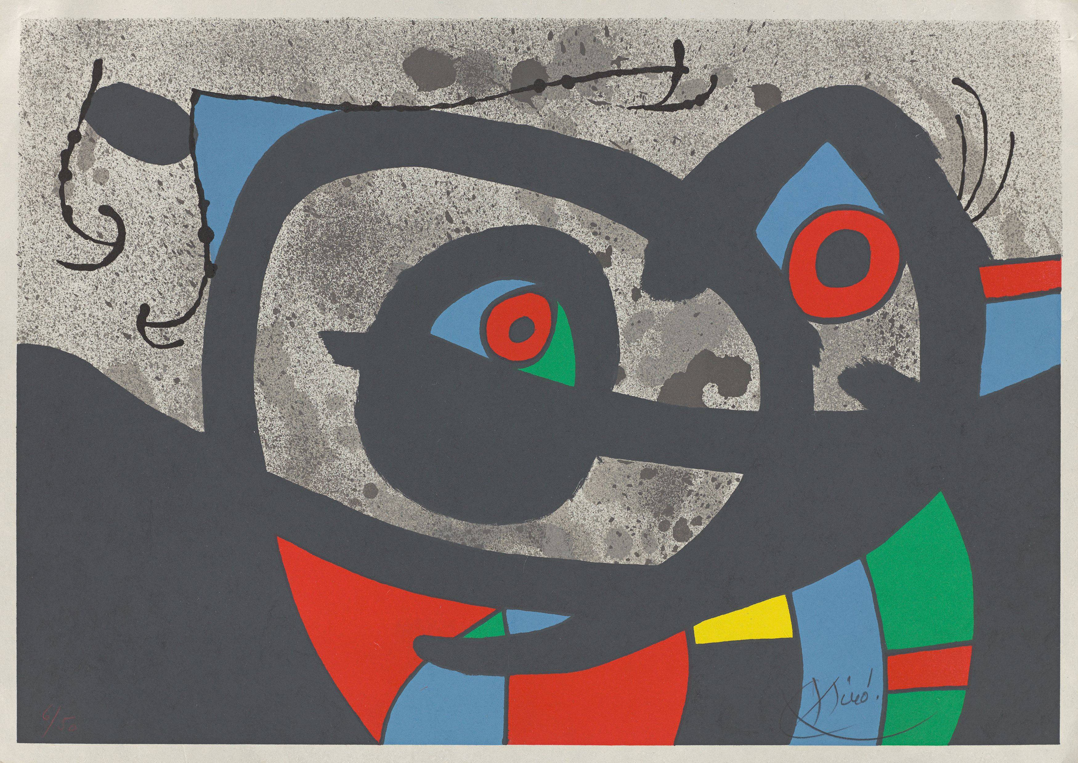 Auf diesem Bild ist das folgende Kunstwerk zu sehen: Joan Miró. Aus: „Le Lézard Aux Plumes d'Or“. 1971.