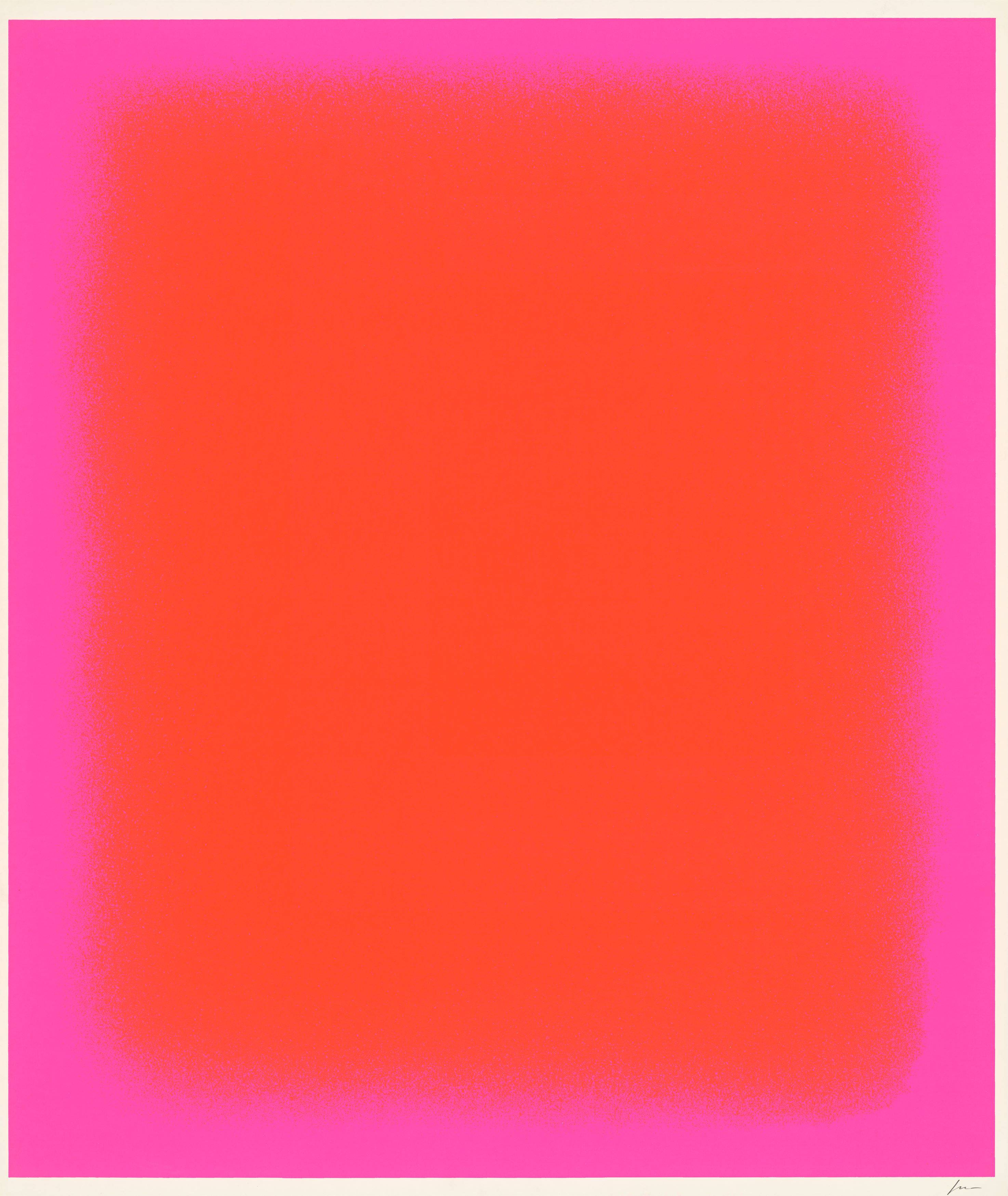 Auf diesem Bild ist das folgende Kunstwerk zu sehen: Rupprecht Geiger. „Das zentrale Rot“. 1975.