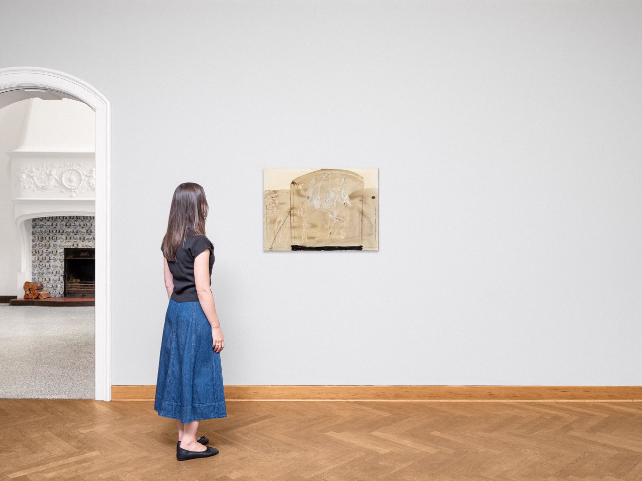 This picture shows the following artwork: Antoni Tàpies. ”Ochre Gouache”. 1965.