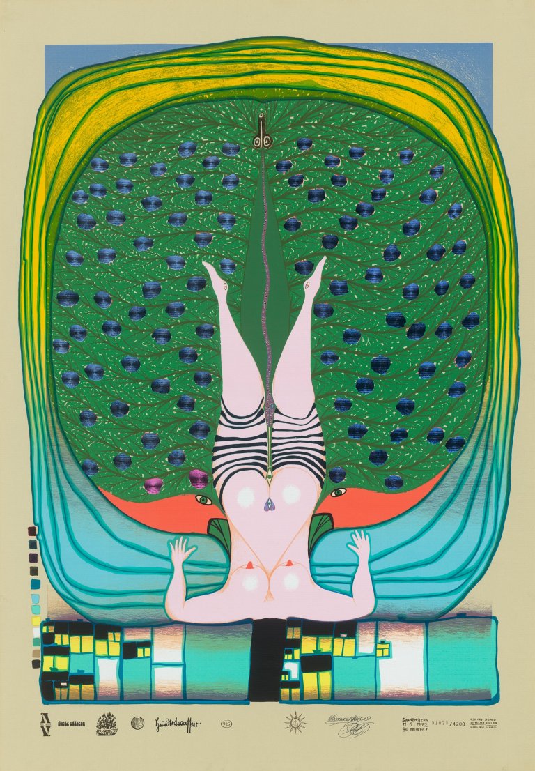 This picture shows the following artwork: Friedensreich Hundertwasser. ”Hommage à Schröder Sonnenstern”. 1972.