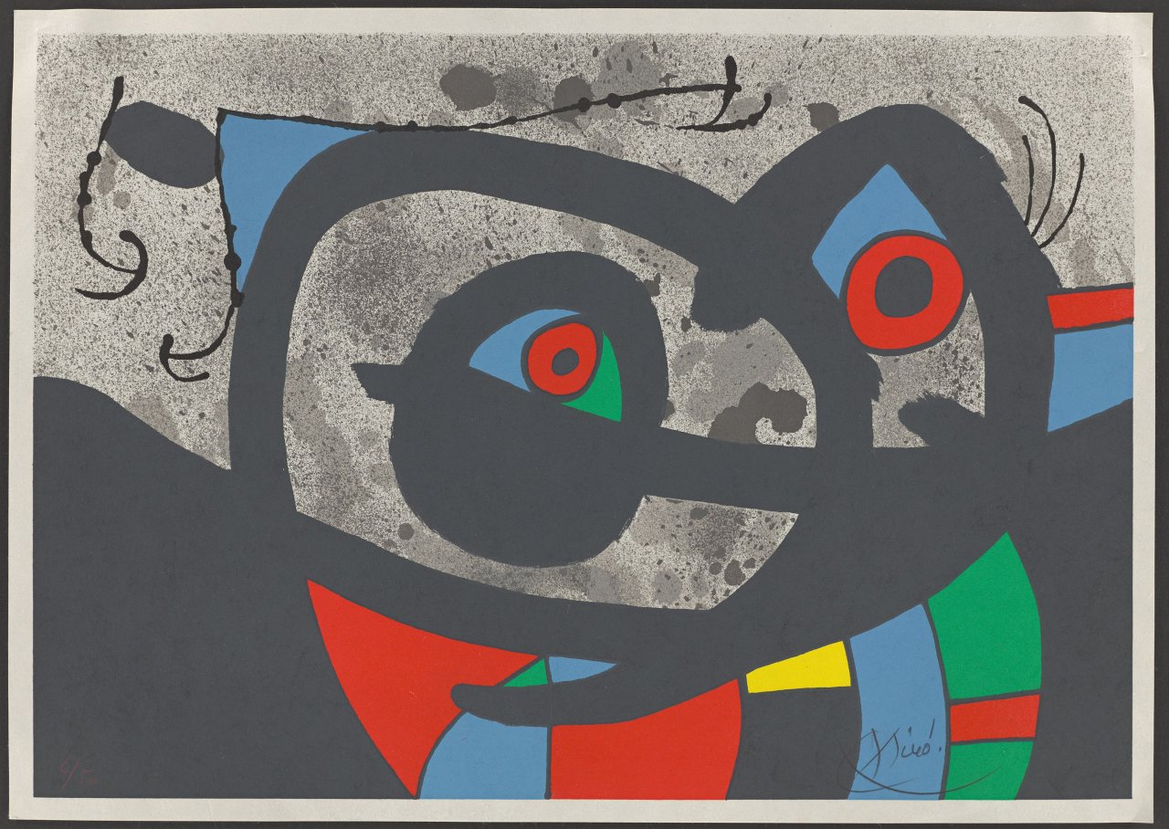 Auf diesem Bild ist das folgende Kunstwerk zu sehen: Joan Miró. Aus: „Le Lézard Aux Plumes d'Or“. 1971.