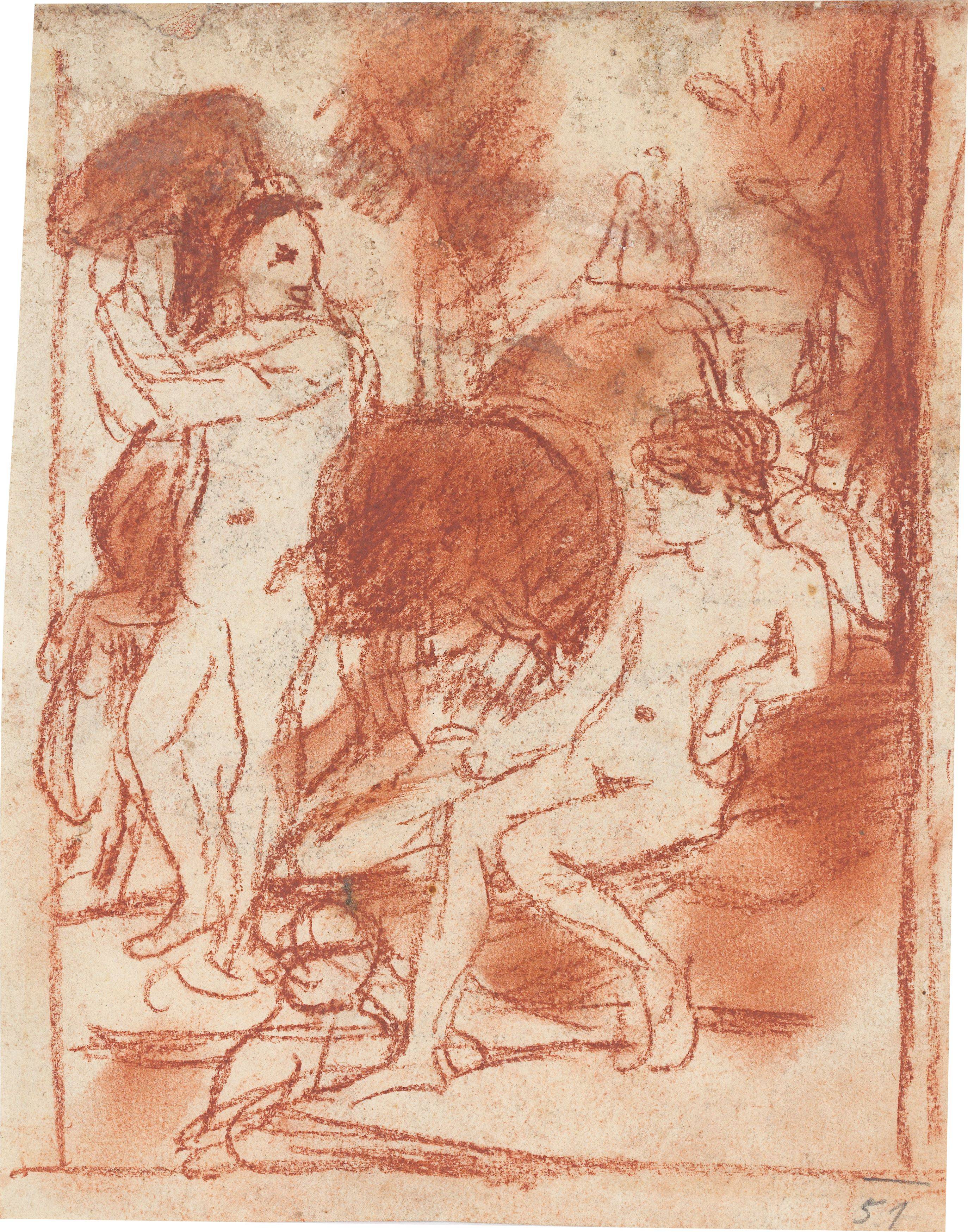 This picture shows the following artwork: Hans von Marées. ”Pferdeführer und Nymphe”. 1881.