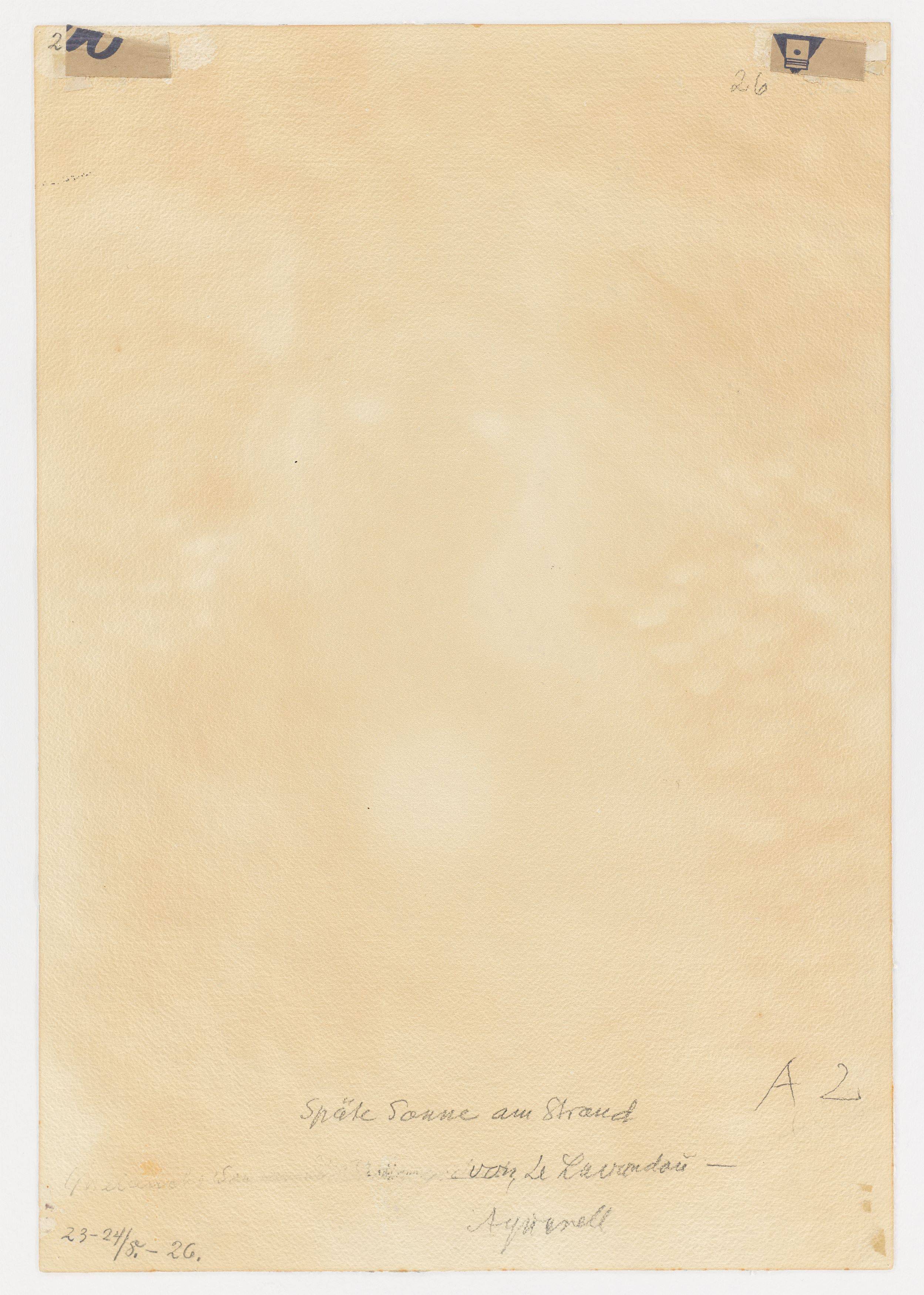 Auf diesem Bild ist das folgende Kunstwerk zu sehen: Conrad Felixmüller. „Späte Sonne am Strand von Le Lavandou“. 1926.