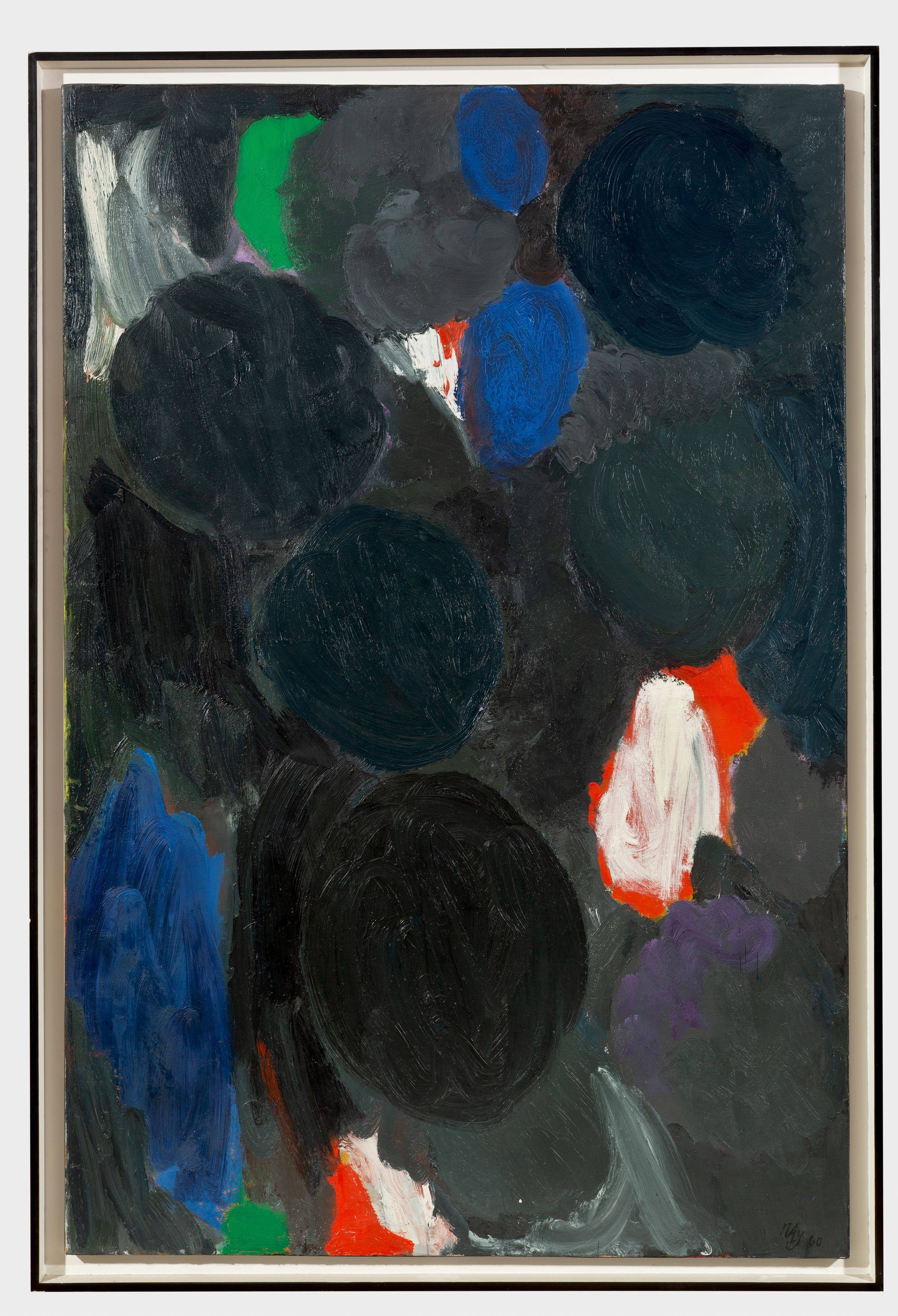 Auf diesem Bild ist das folgende Kunstwerk zu sehen: Ernst Wilhelm Nay. „Metagrau“. 1960.