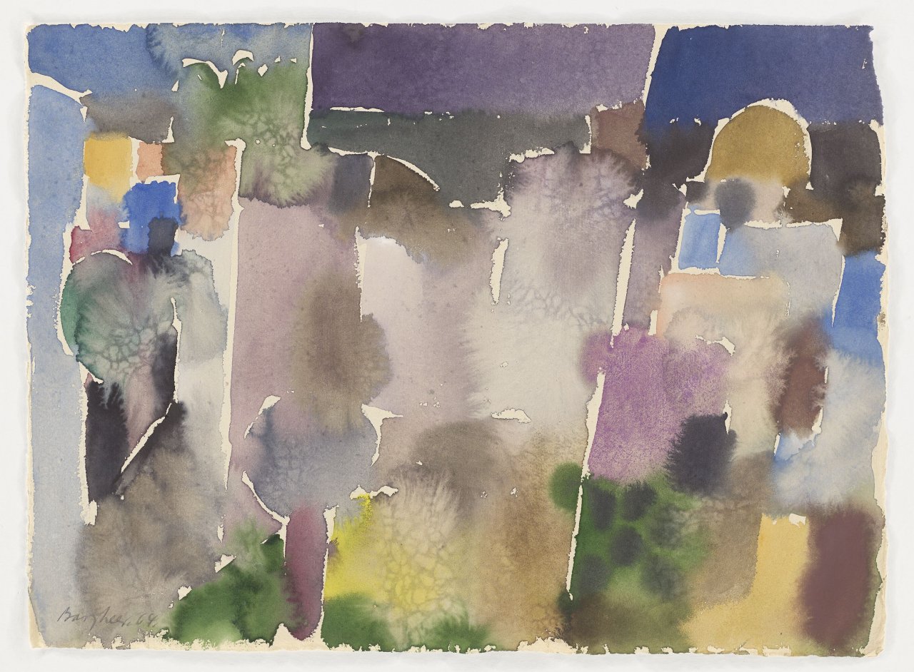 This picture shows the following artwork: Eduard Bargheer. ”2 Häuser am Meer”. 1964.