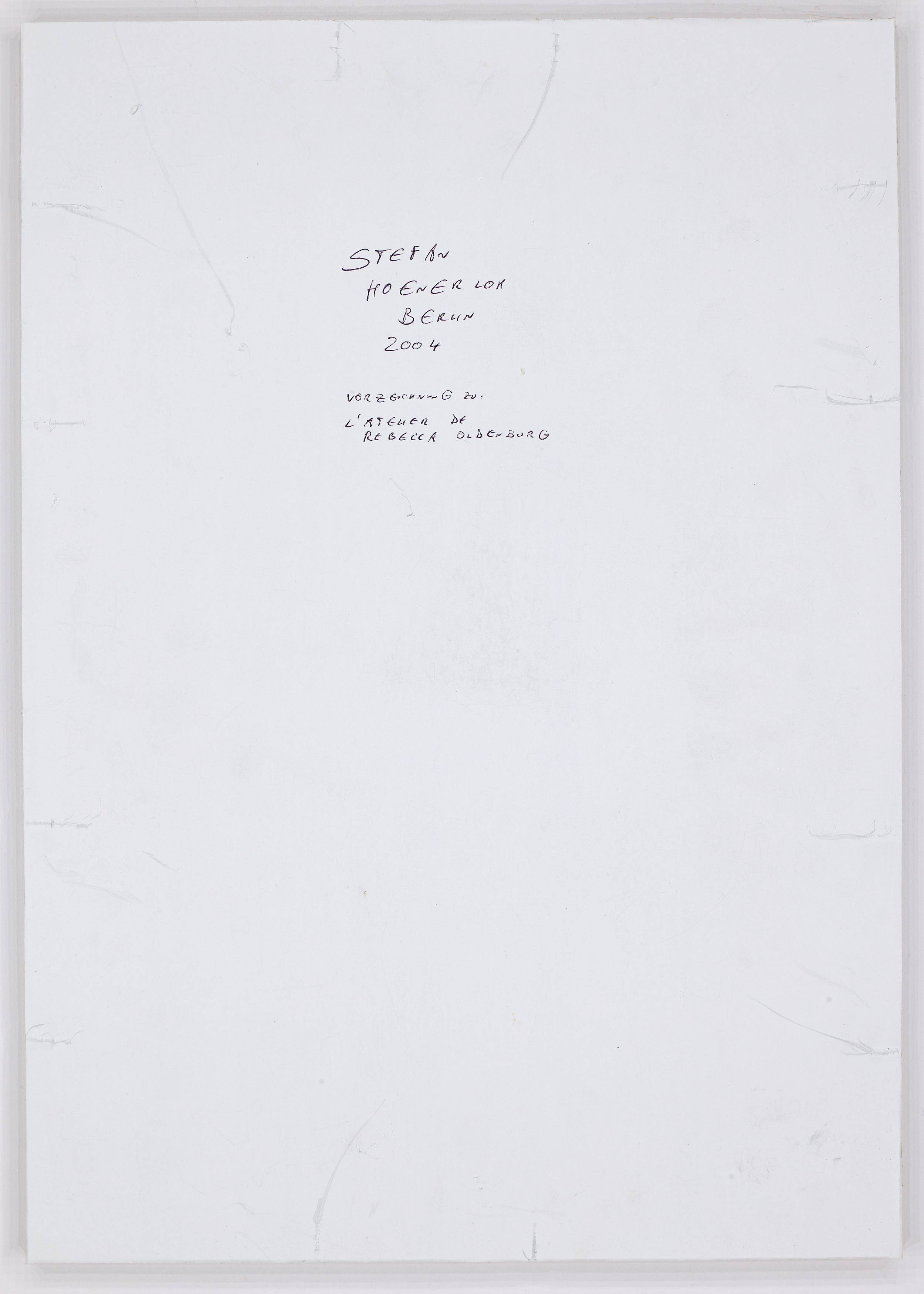 Auf diesem Bild ist das folgende Kunstwerk zu sehen: Stefan Hoenerloh. Vorzeichnung zu: L'Atelier de Rebecca Oldenburg. 2004.