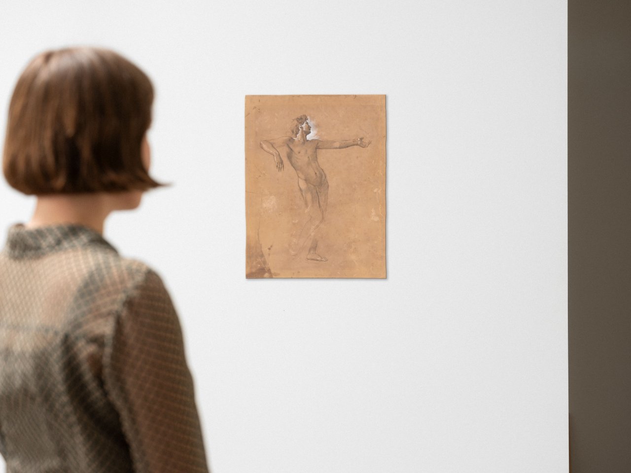 This picture shows the following artwork: Anselm Feuerbach. Nude study for Alcibiades (”Das Gastmahl des Plato”). Presumably circa 1866/67.