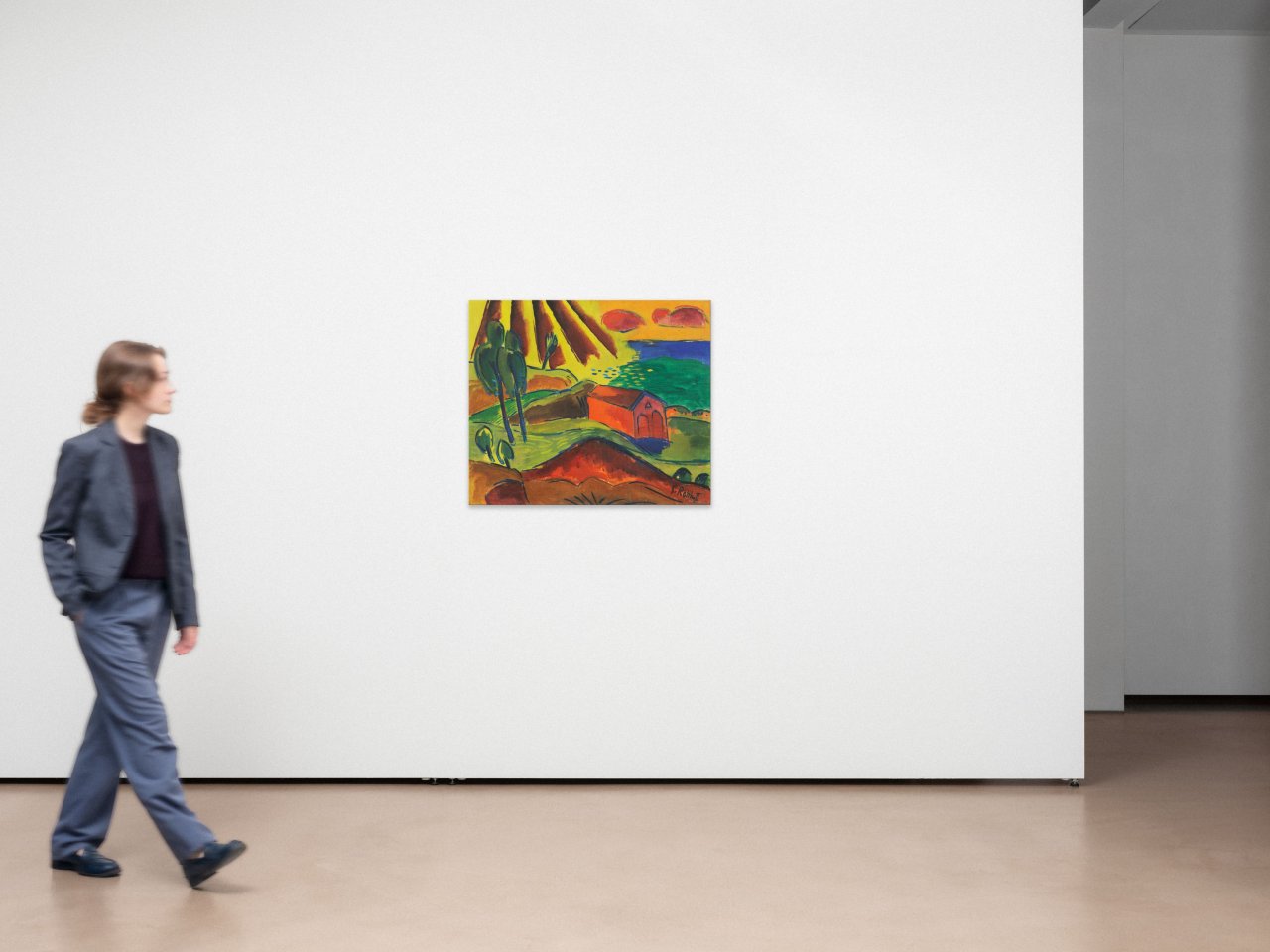 Auf diesem Bild ist das folgende Kunstwerk zu sehen: Karl Schmidt-Rottluff. „Bootshaus in Jershöft (Rettungshaus am Strand)“. 1920.