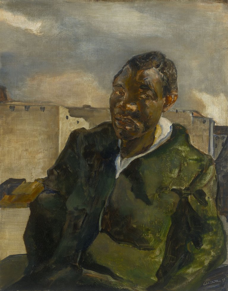 This picture shows the following artwork: Julius Hüther. Portrait of a Man in a Blue-Green Jacket. 1919.