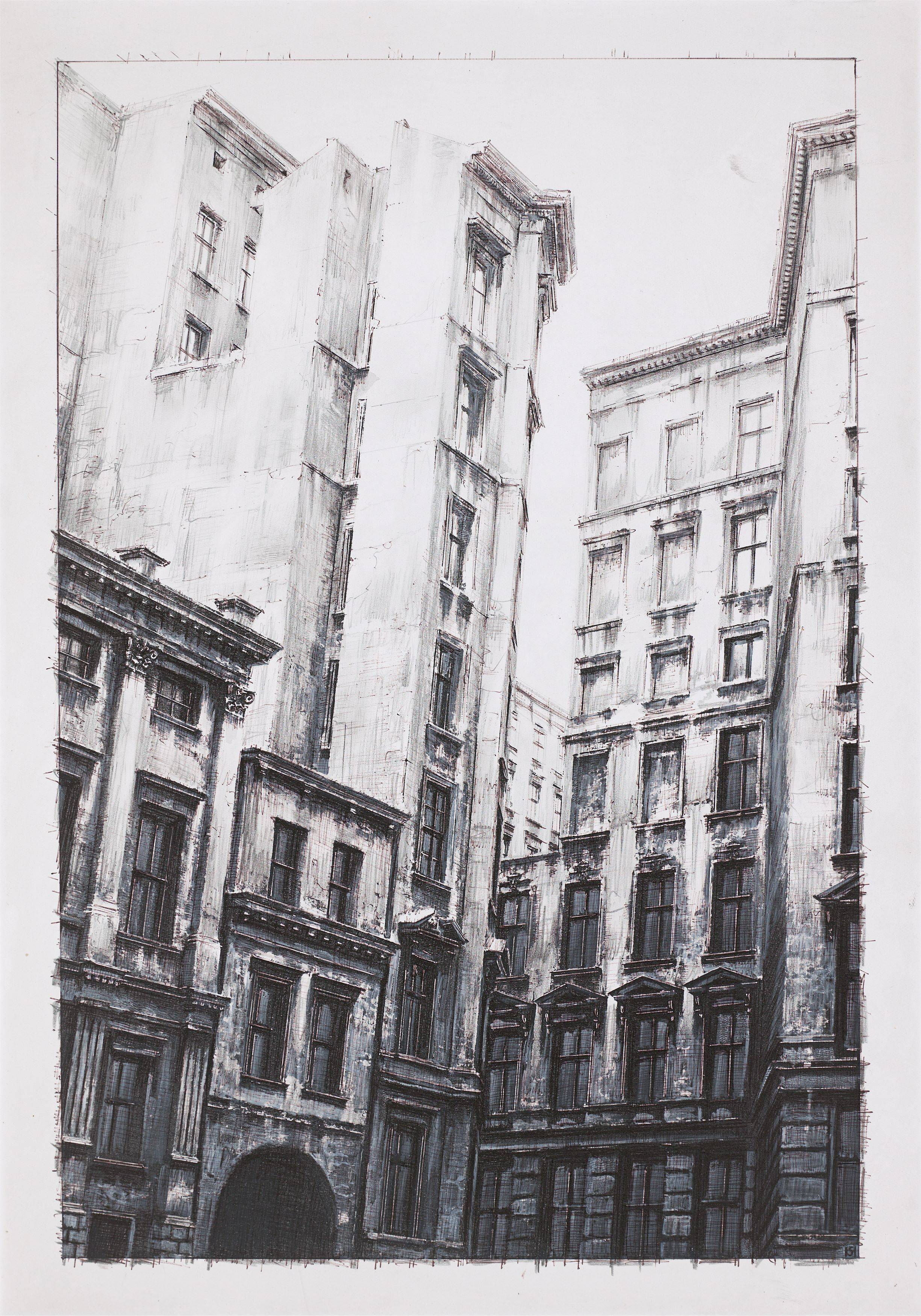 Auf diesem Bild ist das folgende Kunstwerk zu sehen: Stefan Hoenerloh. Vorzeichnung zu: L'Atelier de Rebecca Oldenburg. 2004.