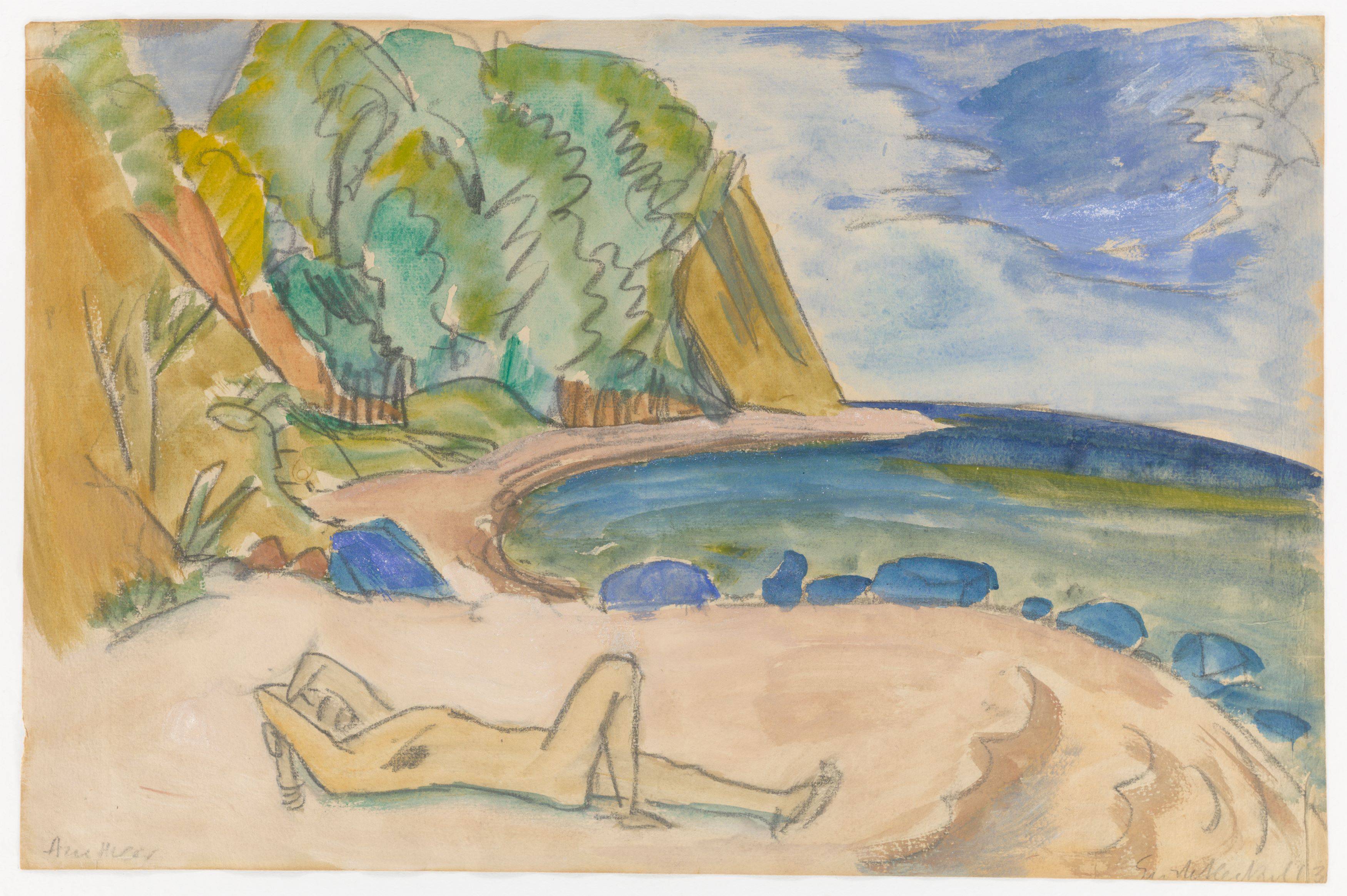 This picture shows the following artwork: Erich Heckel. ”Am Meer (Strand)”. 1913.