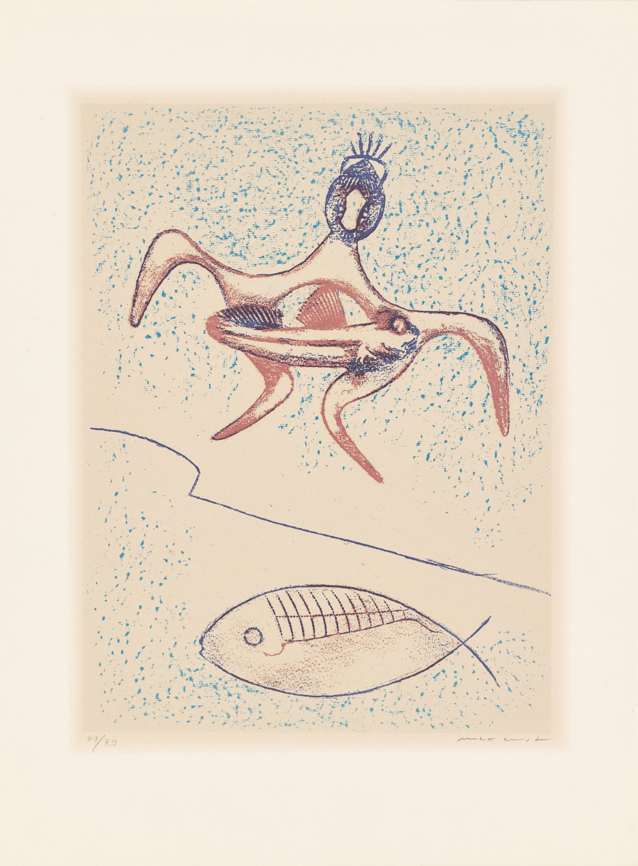 This picture shows the following artwork: Max Ernst. ”Zu: Pierre Hebey, Festin”. 1974.