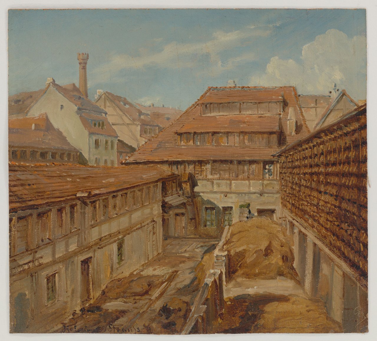This picture shows the following artwork:  Dresden, 1867. View over the rooftops (Palmstr. 64 in Dresden). 1867.