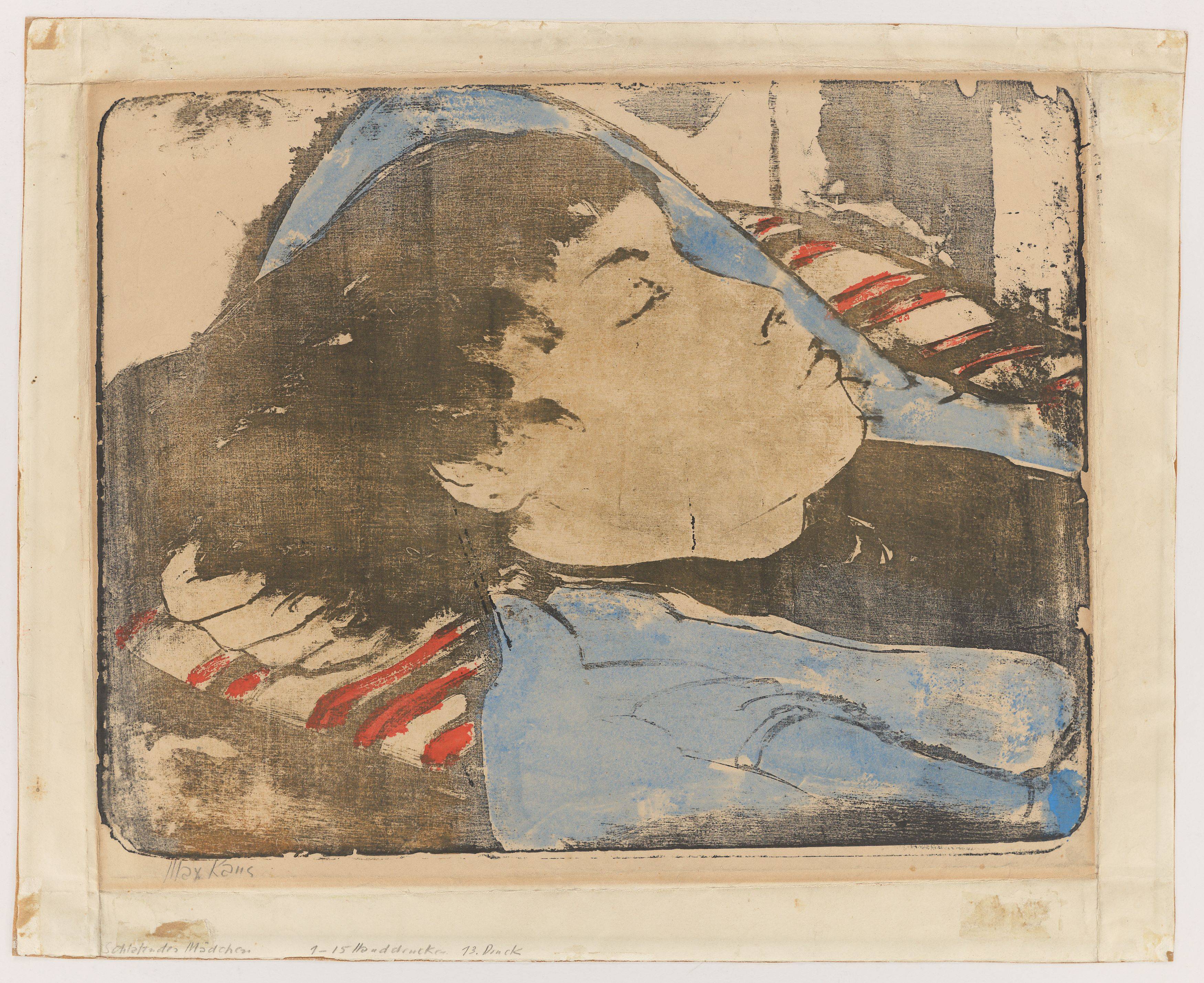 This picture shows the following artwork: Max Kaus. ”Schlafendes Mädchen I”. Circa 1924.