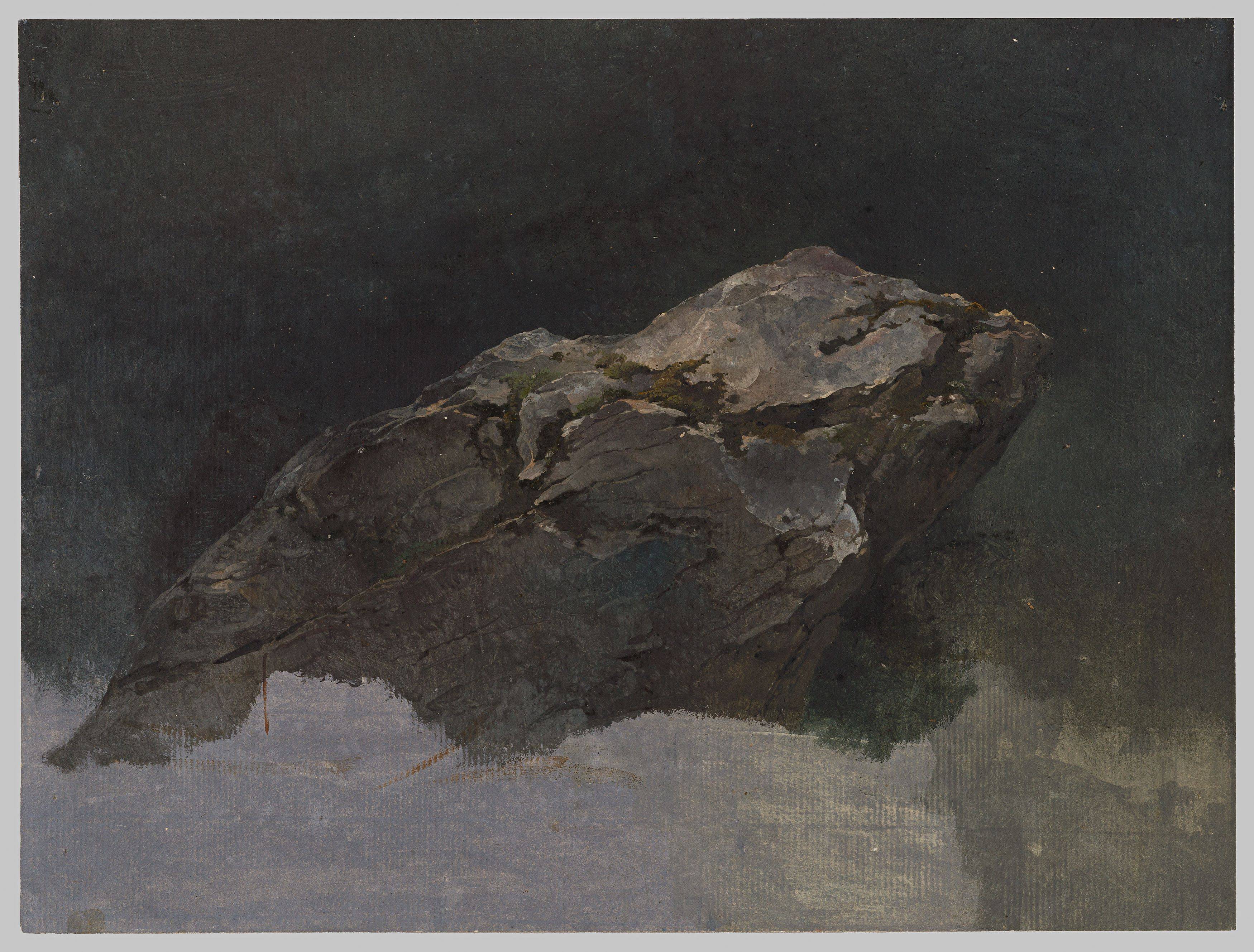 This picture shows the following artwork: Friedrich Gauermann. Study of a Grey Stone.