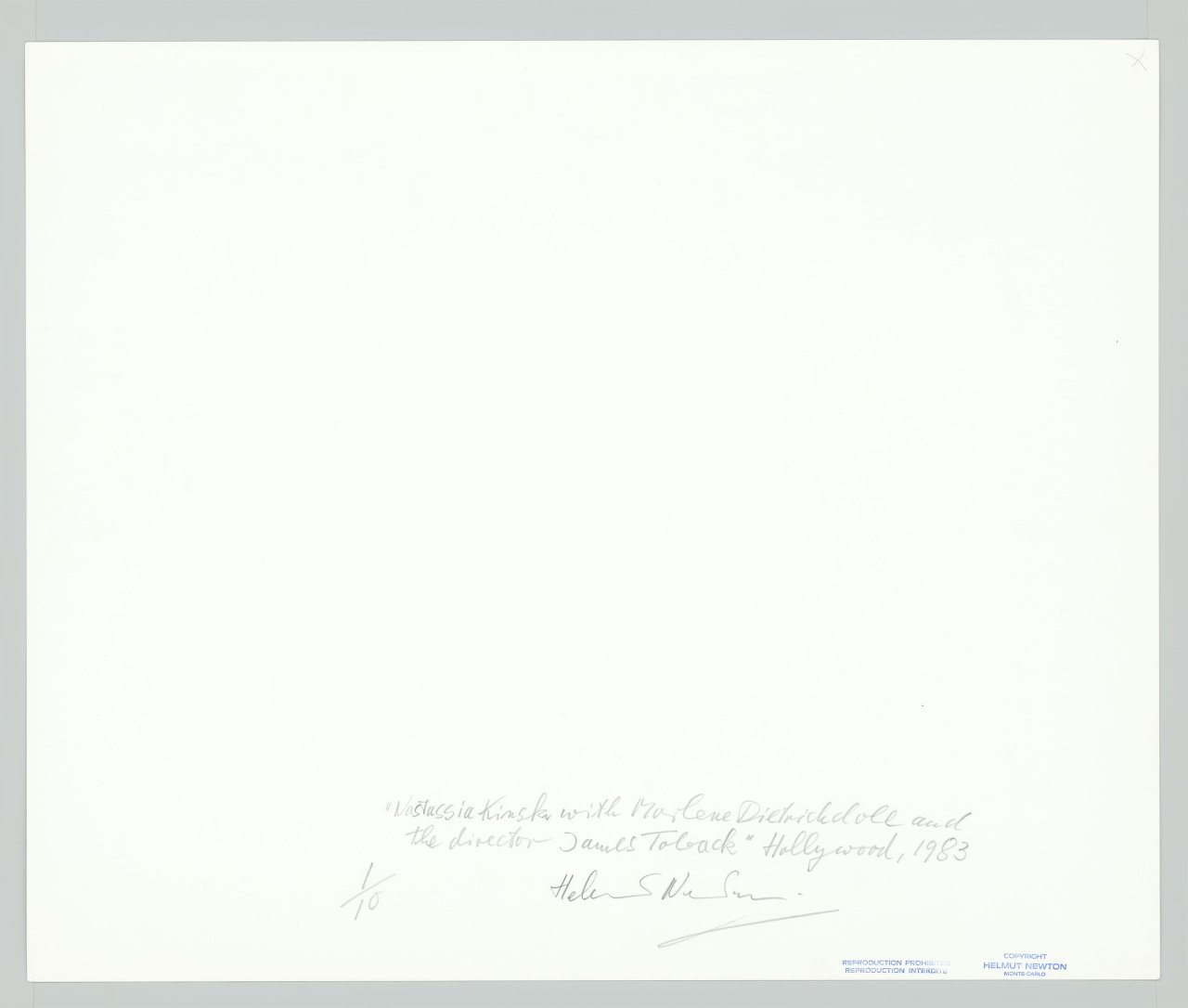 This picture shows the following artwork: Helmut Newton. ”Nastassia Kinski with Marlene Dietrich doll and the director James Toback, Hollywood”. 1983.