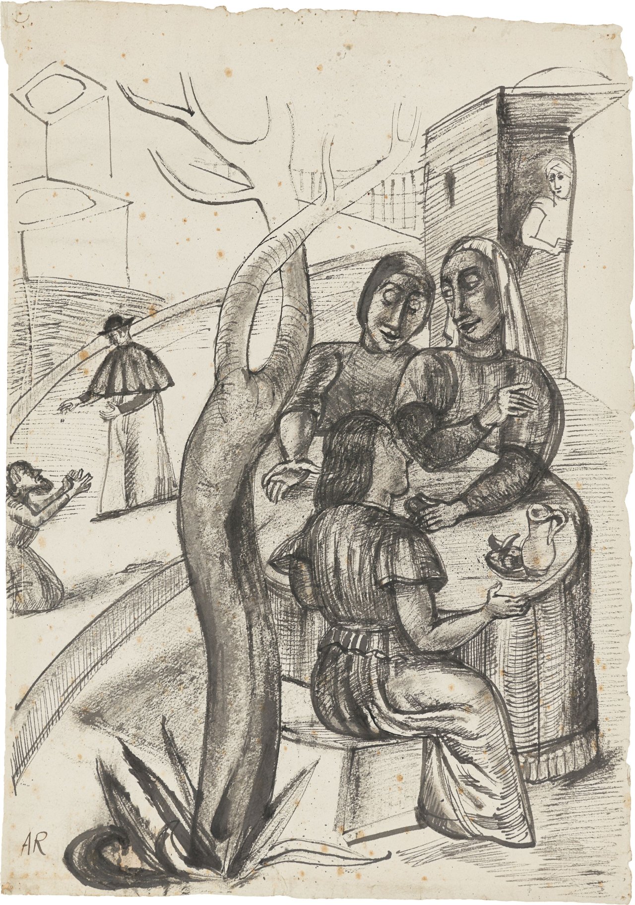 Auf diesem Bild ist das folgende Kunstwerk zu sehen: Anita Rée. „Dorfszene, Positano“. Um 1922/25.