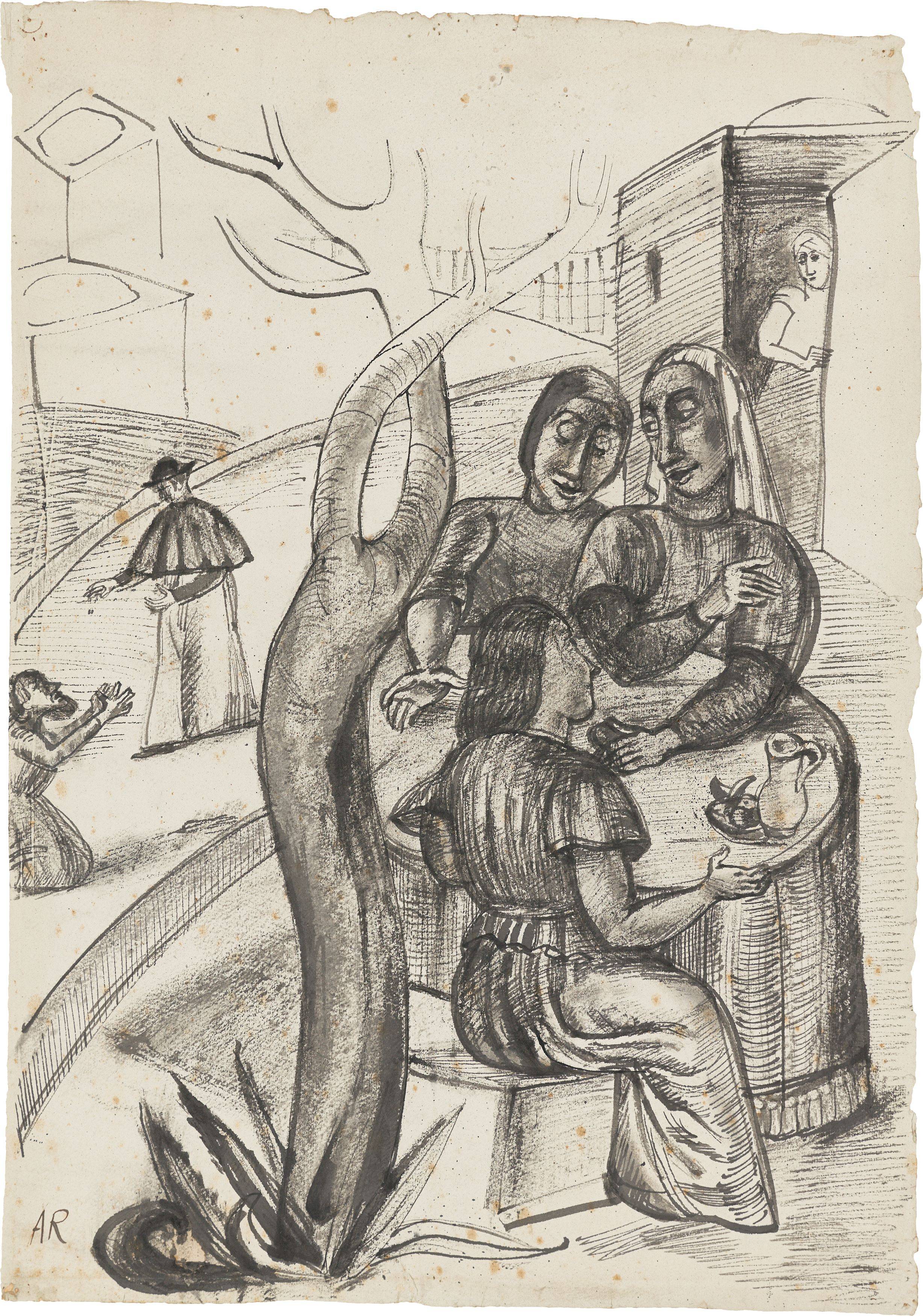 Auf diesem Bild ist das folgende Kunstwerk zu sehen: Anita Rée. „Dorfszene, Positano“. Um 1922/25.