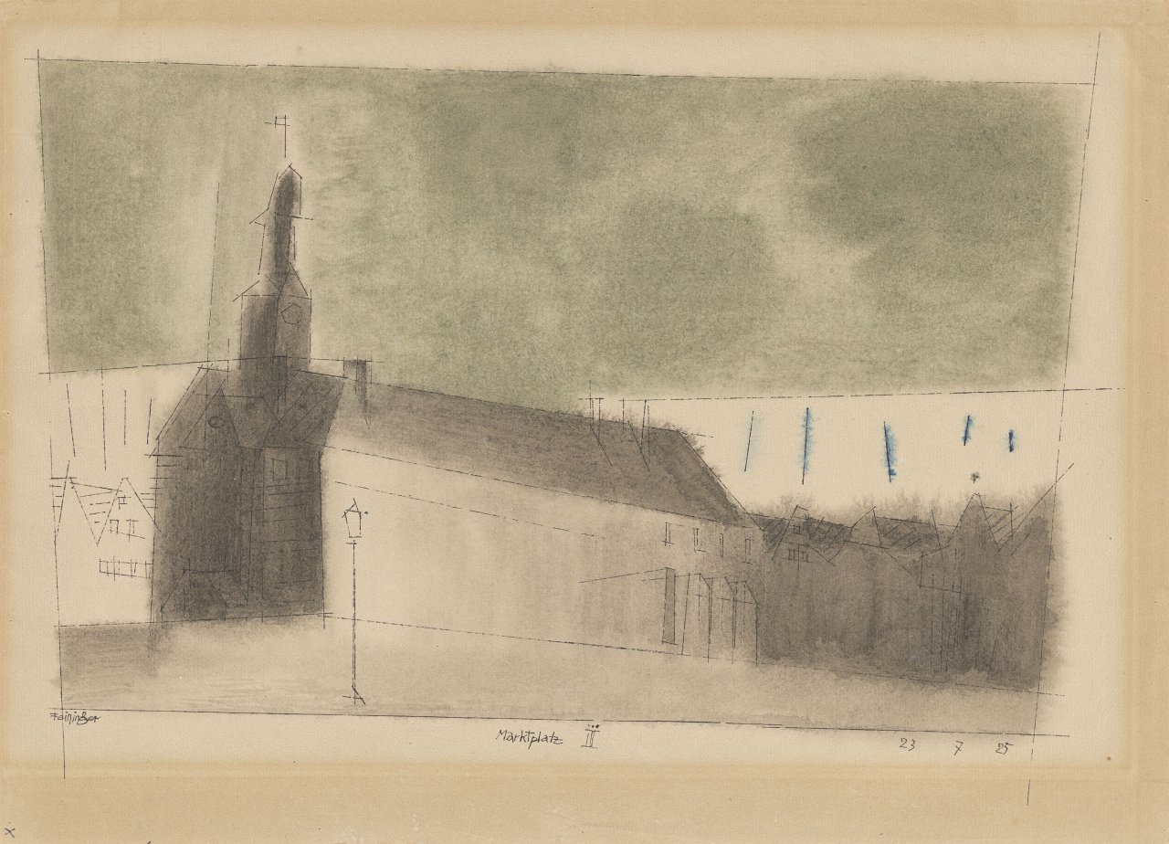 Auf diesem Bild ist das folgende Kunstwerk zu sehen: Lyonel Feininger. „Marktplatz III“. 1925.