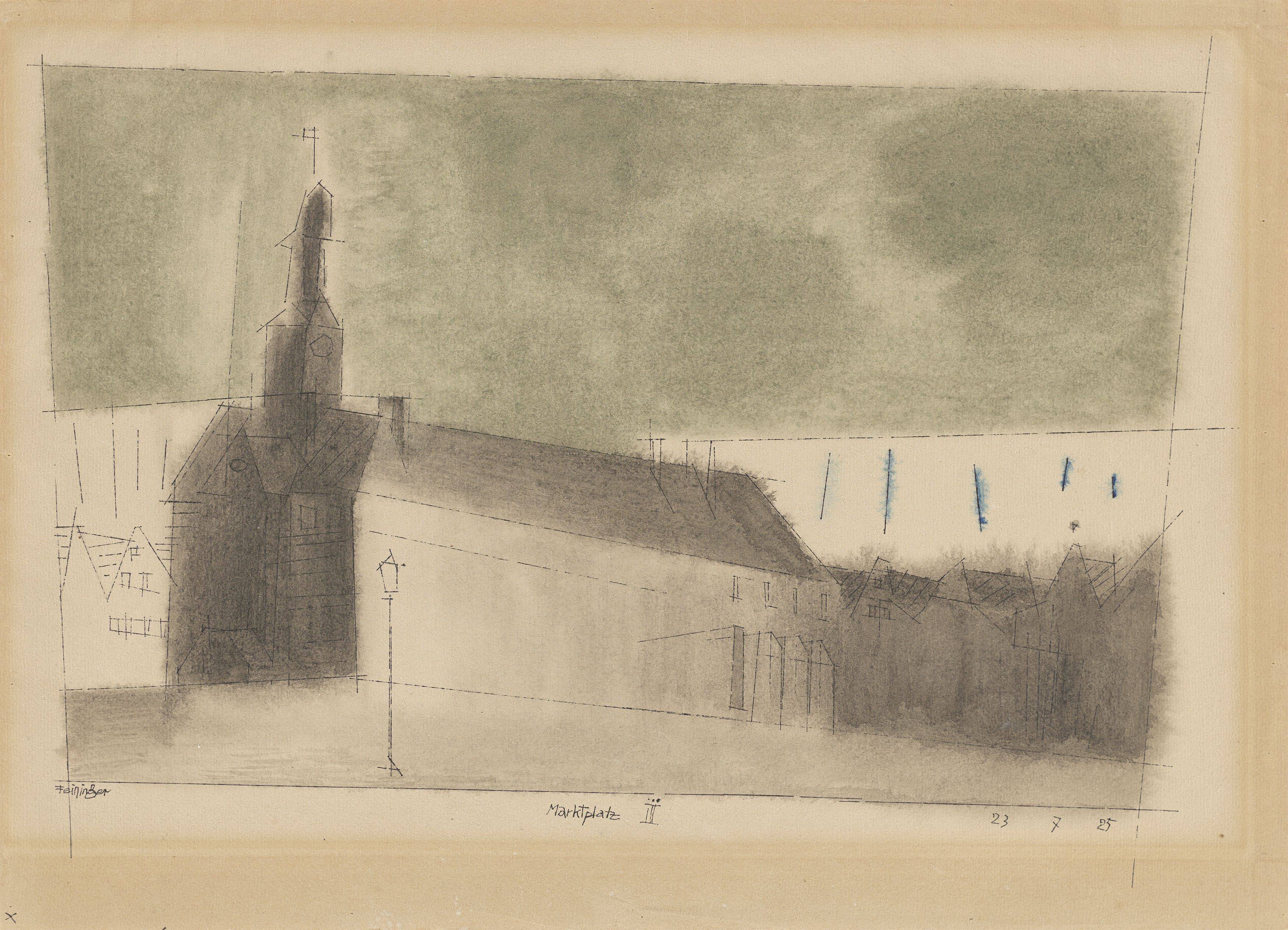 Auf diesem Bild ist das folgende Kunstwerk zu sehen: Lyonel Feininger. „Marktplatz III“. 1925.