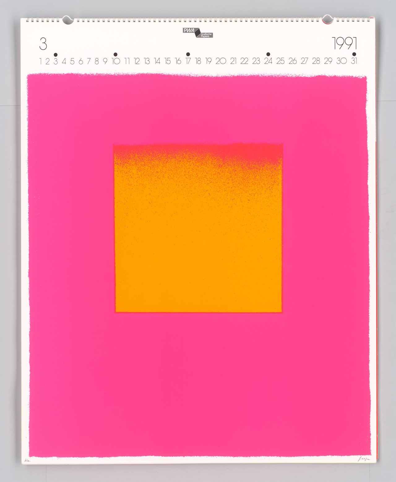 Auf diesem Bild ist das folgende Kunstwerk zu sehen: Rupprecht Geiger. „Kalender 1991“. 1990.