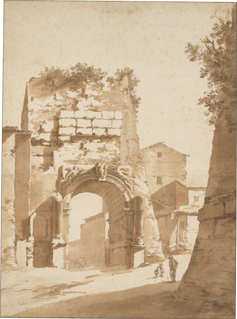 This picture shows the following artwork: Jan de Bisschop. Arch of Titus in Rome.