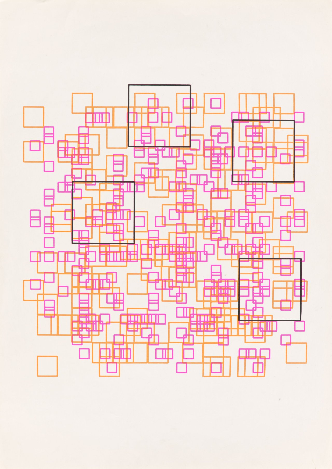 Auf diesem Bild ist das folgende Kunstwerk zu sehen: Herbert W. Franke. Quadrate. 1969/70.