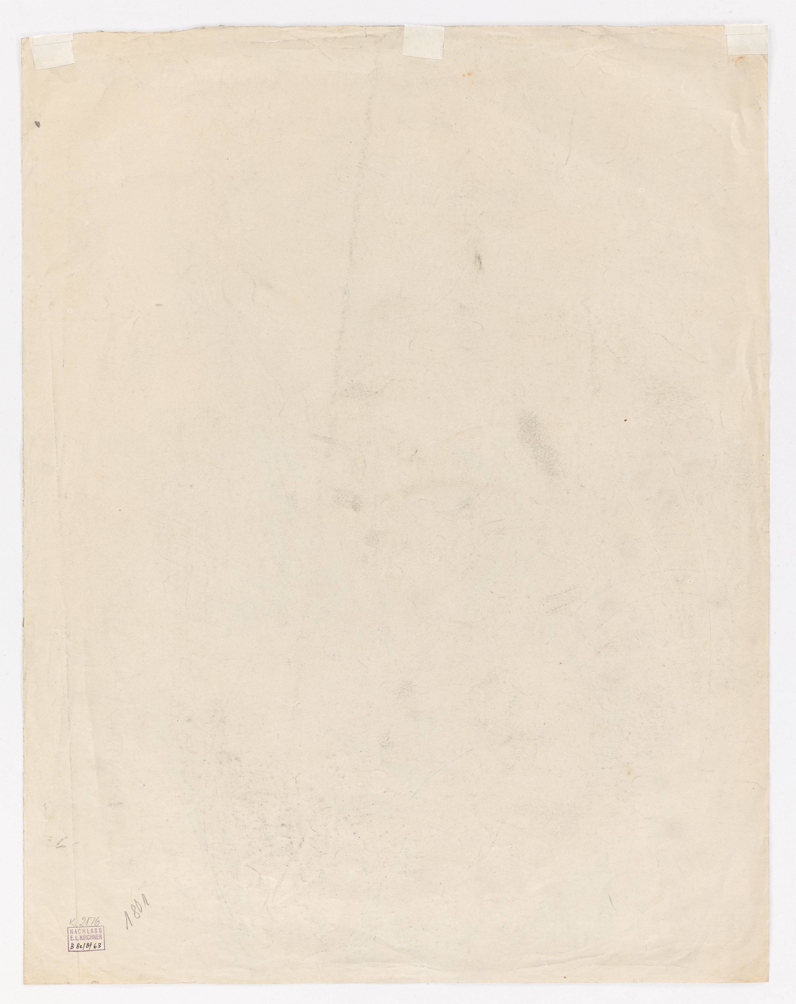 This picture shows the following artwork: Ernst Ludwig Kirchner. Kneeling female nude with hat in dunes. 1912.