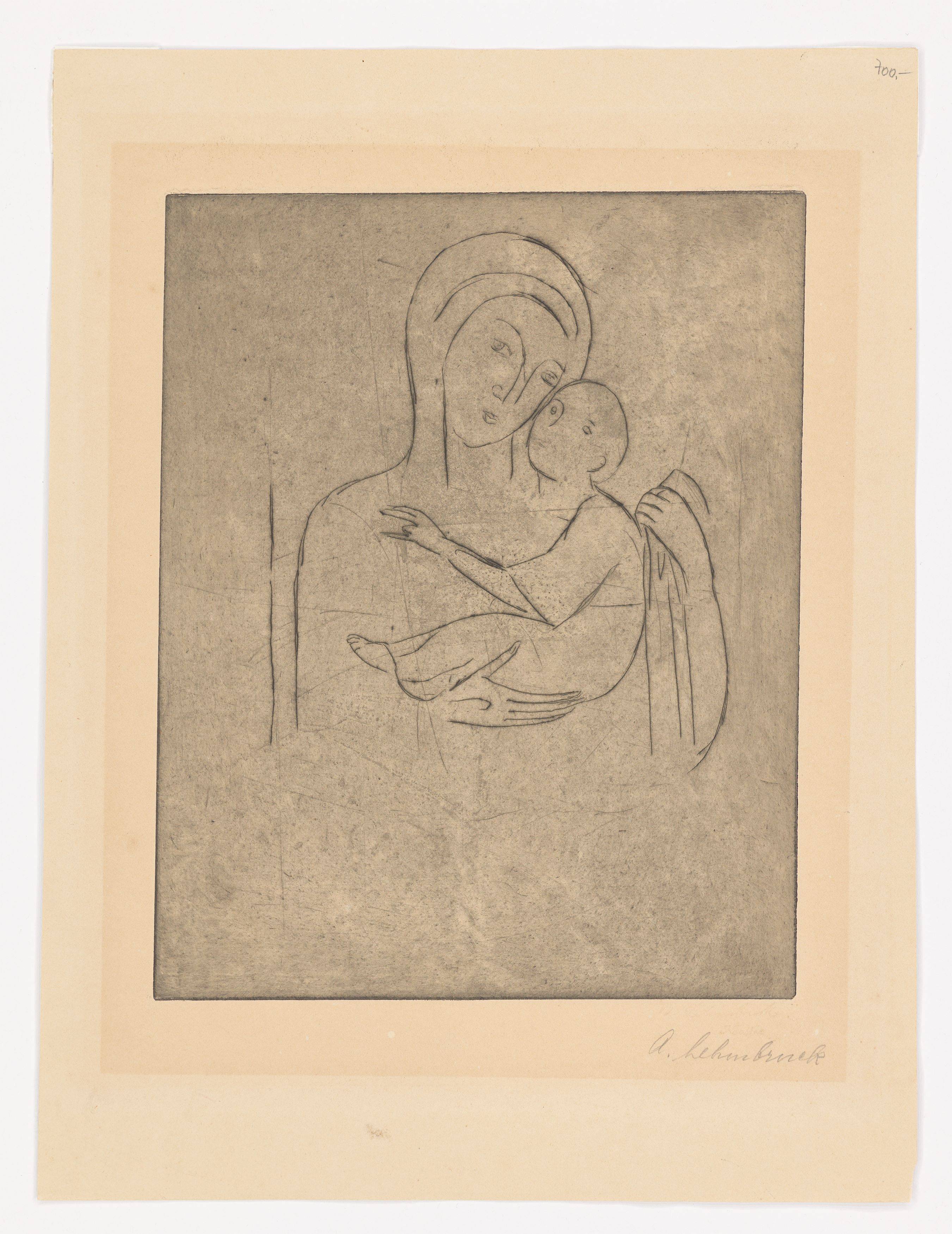 Auf diesem Bild ist das folgende Kunstwerk zu sehen: Wilhelm Lehmbruck. „Madonna (nach Cimabue)“. 1912.