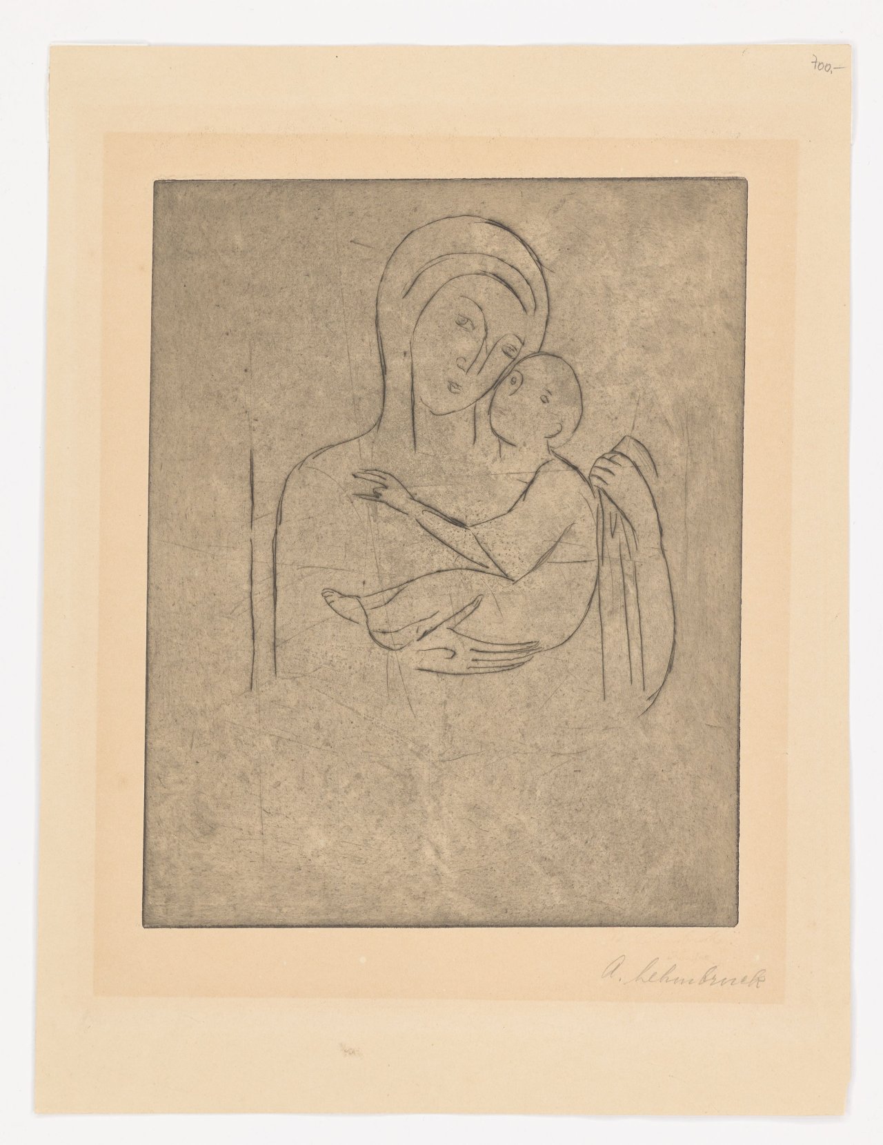 Auf diesem Bild ist das folgende Kunstwerk zu sehen: Wilhelm Lehmbruck. „Madonna (nach Cimabue)“. 1912.