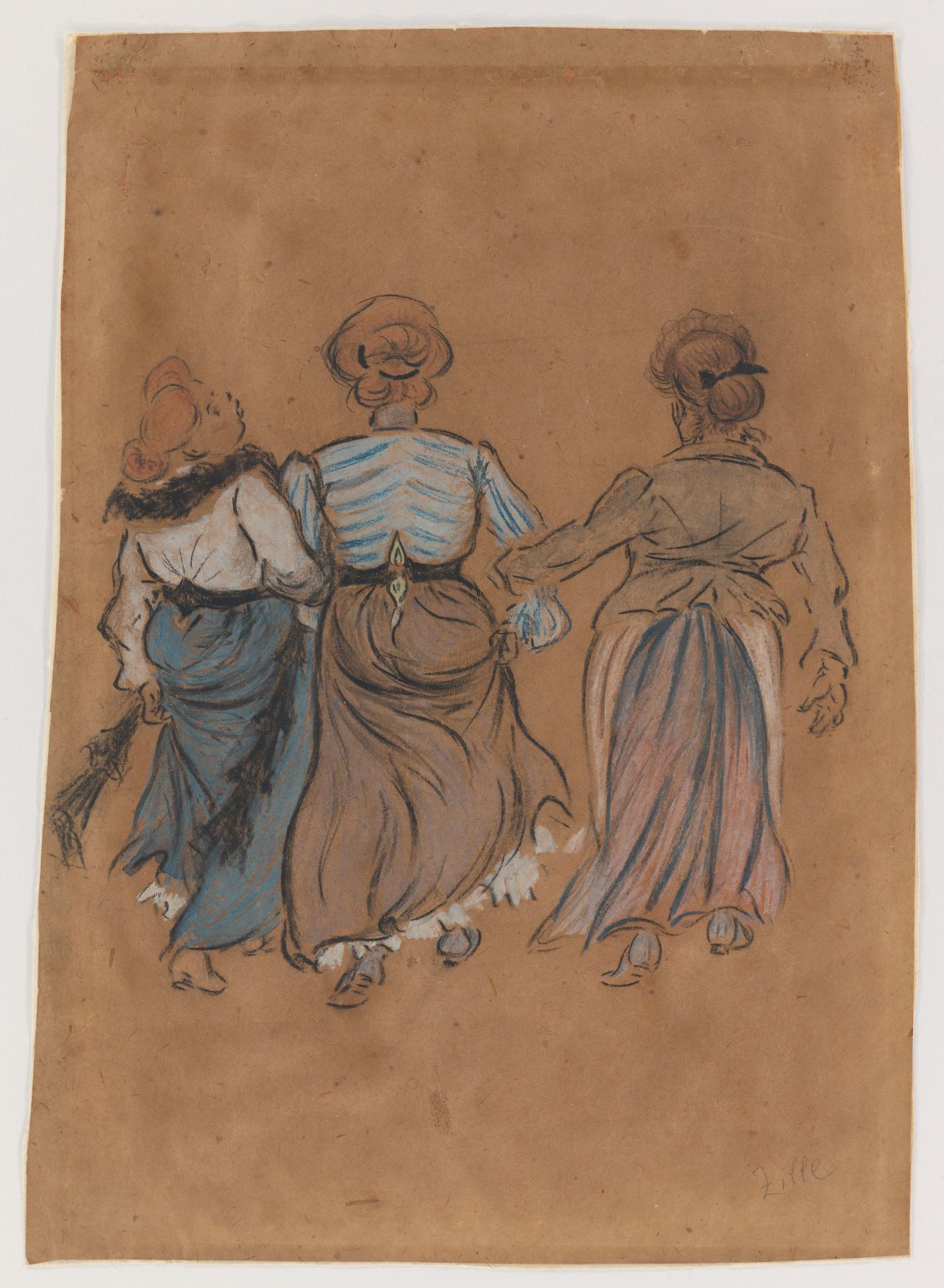 This picture shows the following artwork: Heinrich Zille. Three women in reverse view. Circa 1905–10.