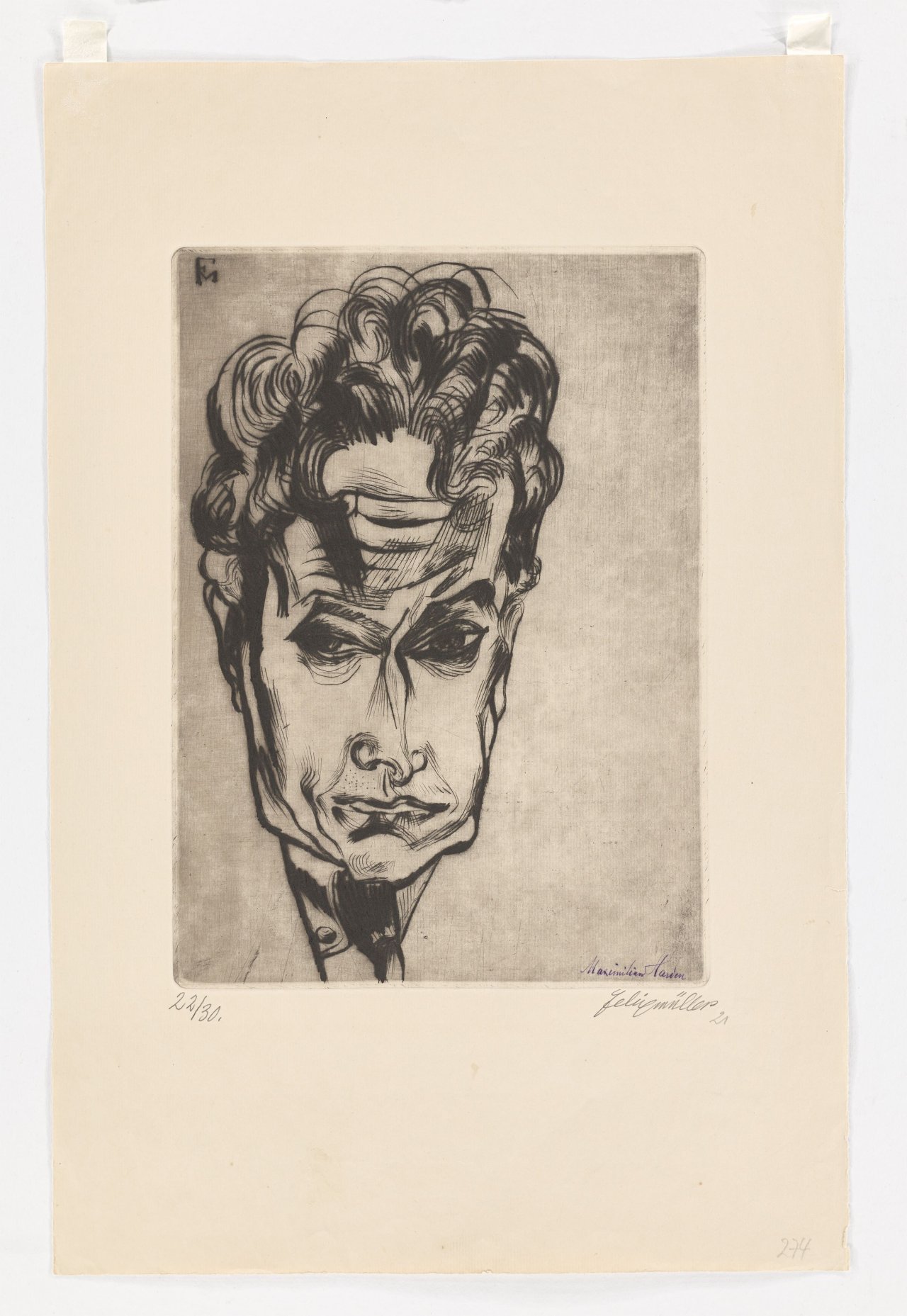 Auf diesem Bild ist das folgende Kunstwerk zu sehen: Conrad Felixmüller. „Bildnis Maximilian Harden“. 1921.