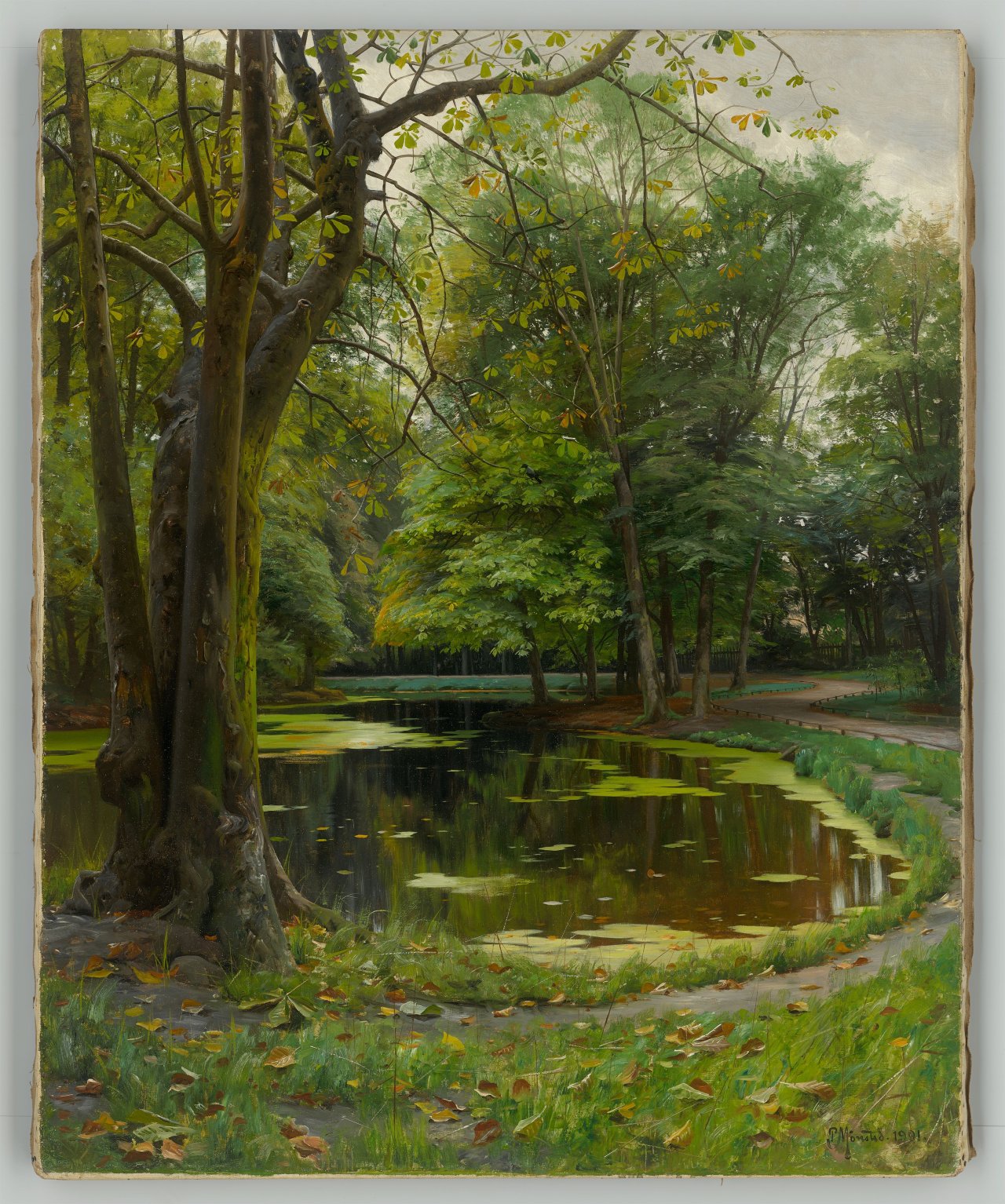 This picture shows the following artwork: Peder Mønsted. ”Sommertag im Hofgarten”. 1901.