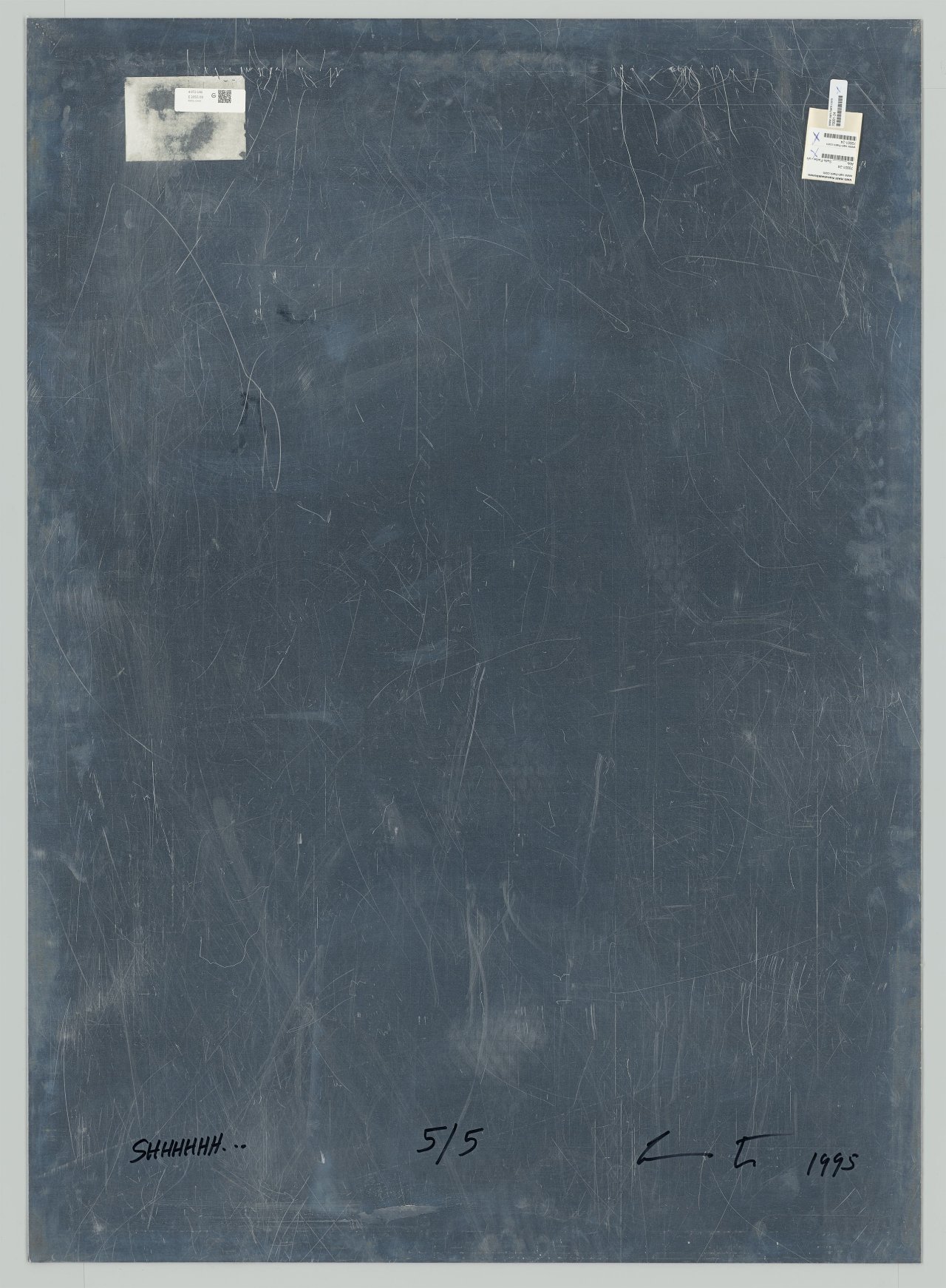 This picture shows the following artwork: Lewis Baltz. ”SHHHHHH...”, Bank Secrecy, Portrait Roy Lichtenstein. 1995.