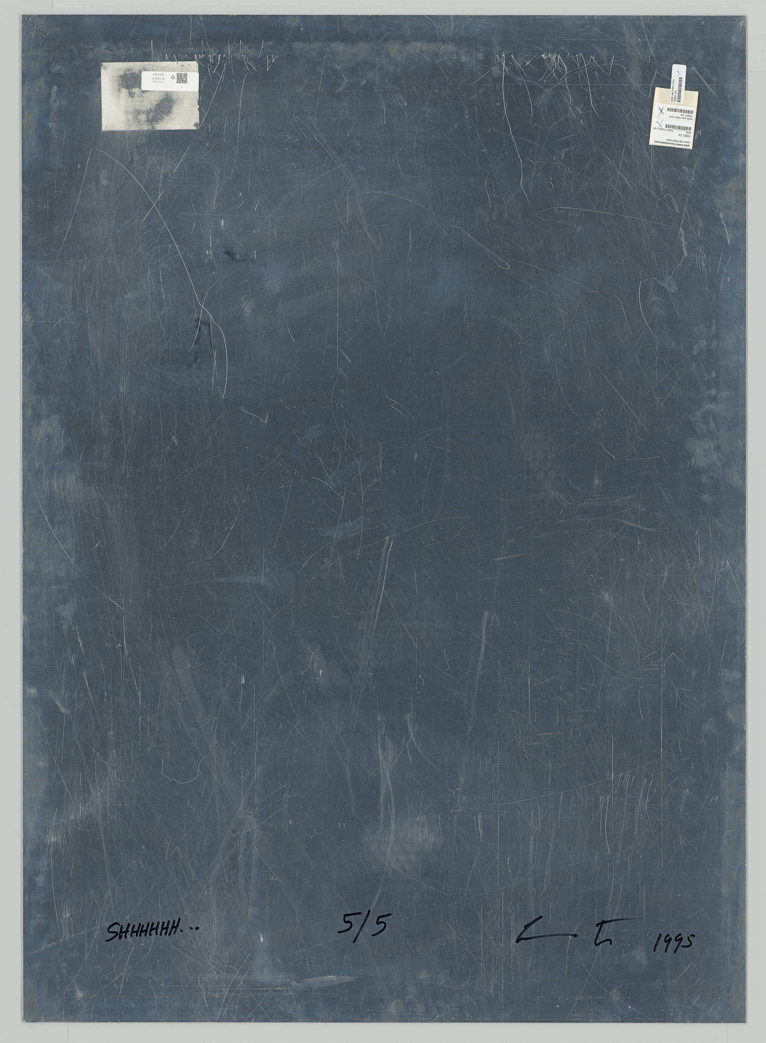 This picture shows the following artwork: Lewis Baltz. ”SHHHHHH...”, Bank Secrecy, Portrait Roy Lichtenstein. 1995.