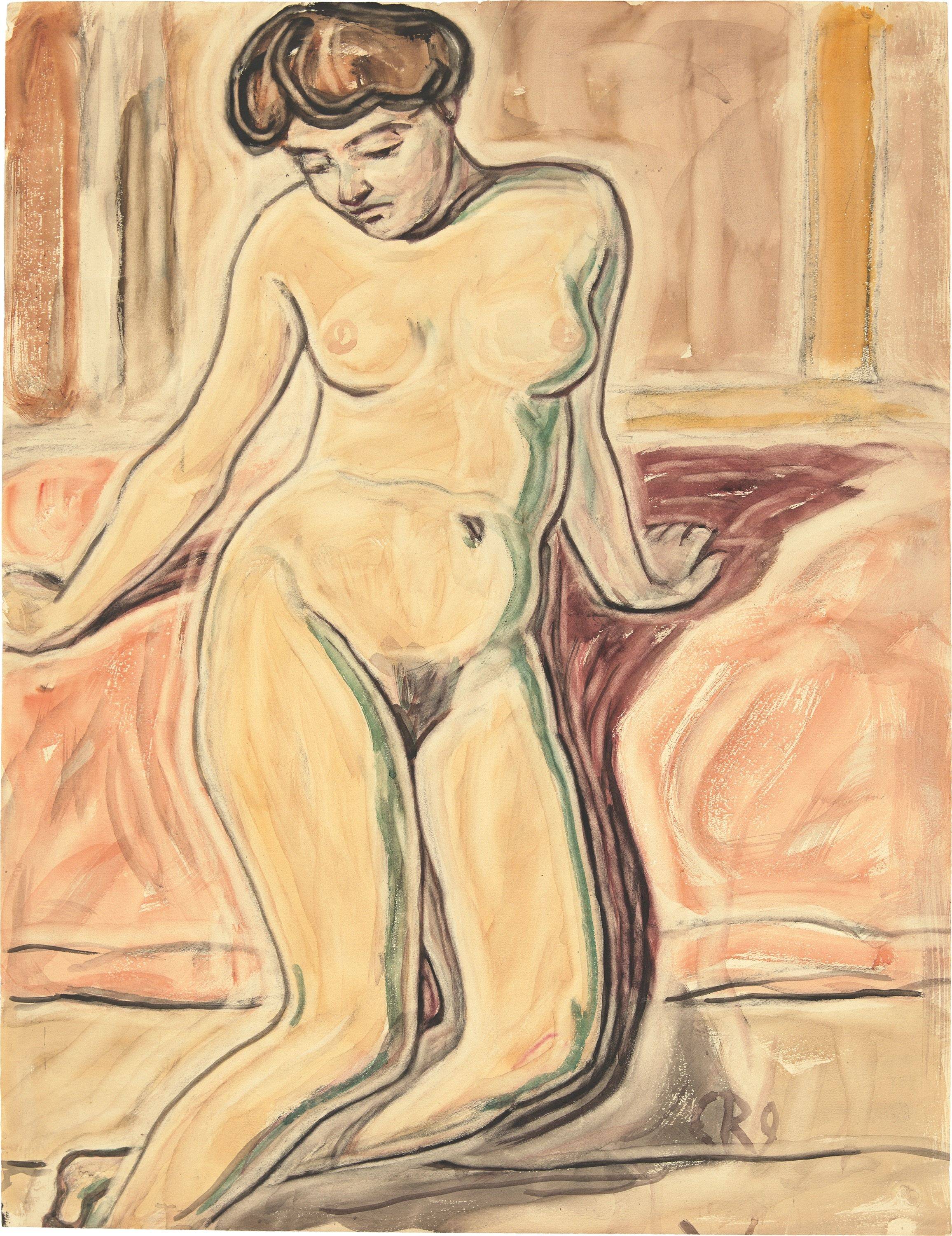 This picture shows the following artwork: Christian Rohlfs. ”Weiblicher Akt”. 1909.