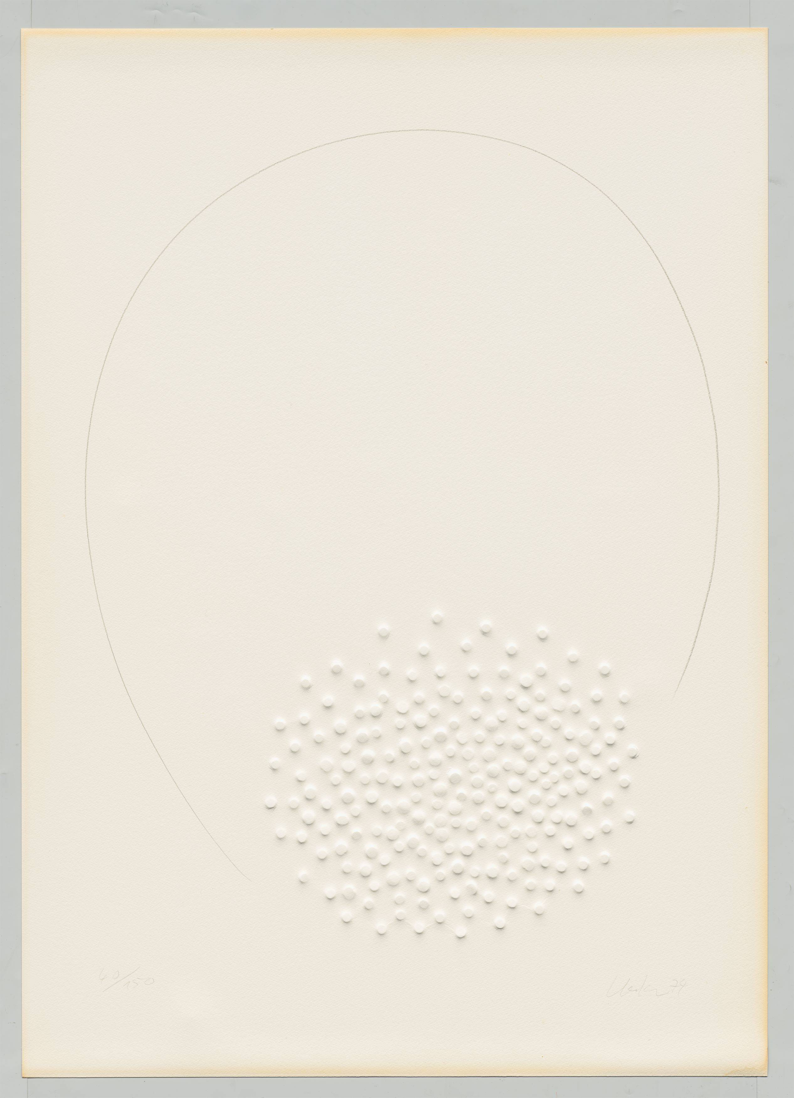 Auf diesem Bild ist das folgende Kunstwerk zu sehen: Günther Uecker. „Hommage à Fontana“. 1974.