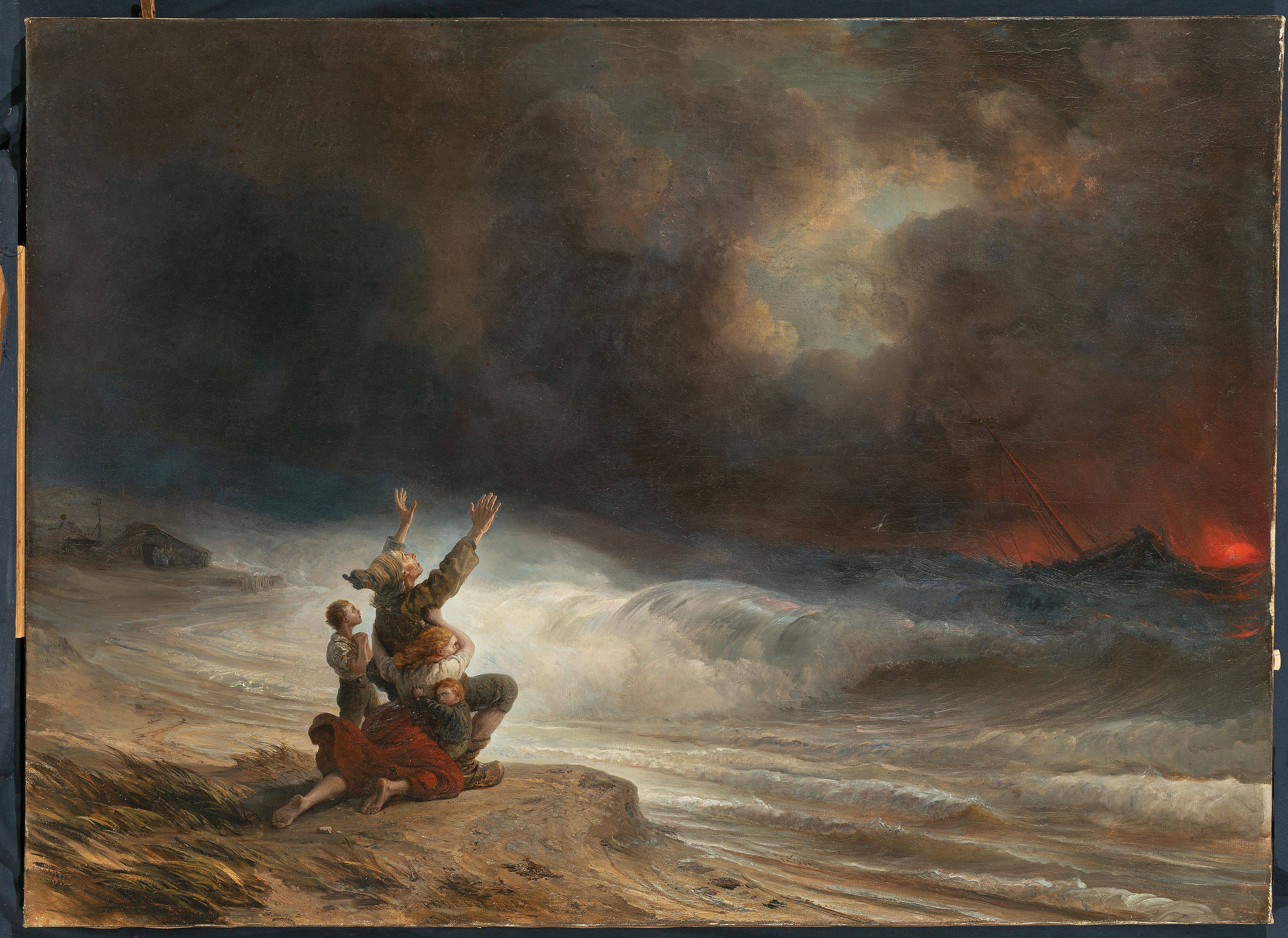 Auf diesem Bild ist das folgende Kunstwerk zu sehen: Théodore Gudin. Der Sturm. Um 1840.